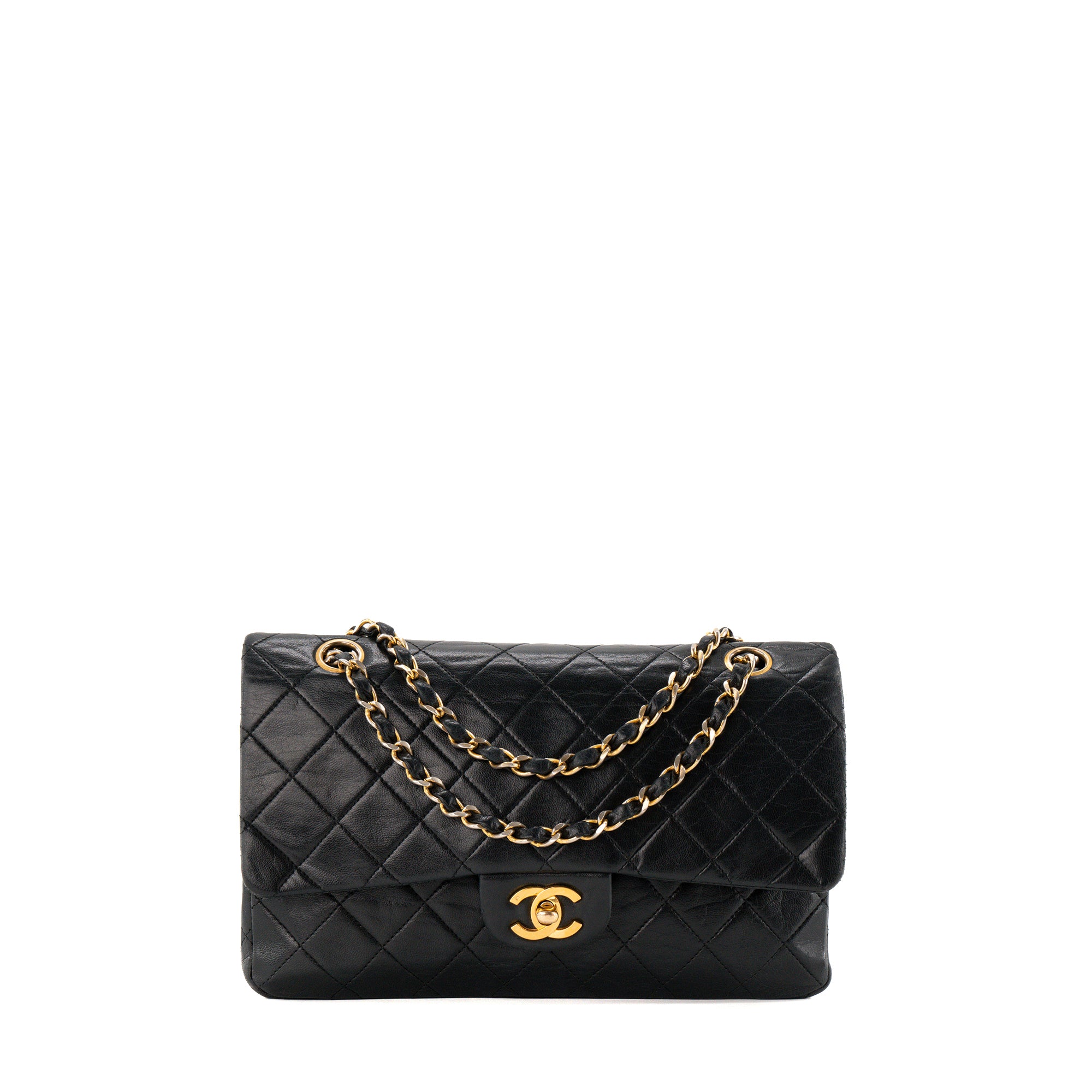 CHANEL - Sac à épaule Classique/Timeless Chanel en cuir lisse noir vintage