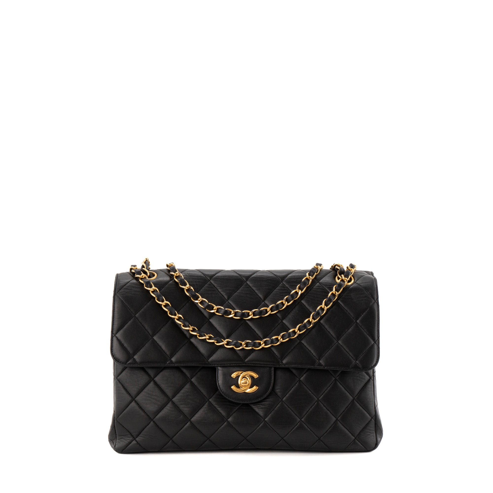 CHANEL - Sac à épaule Classique/Timeless Double Side Chanel en cuir lisse noir vintage