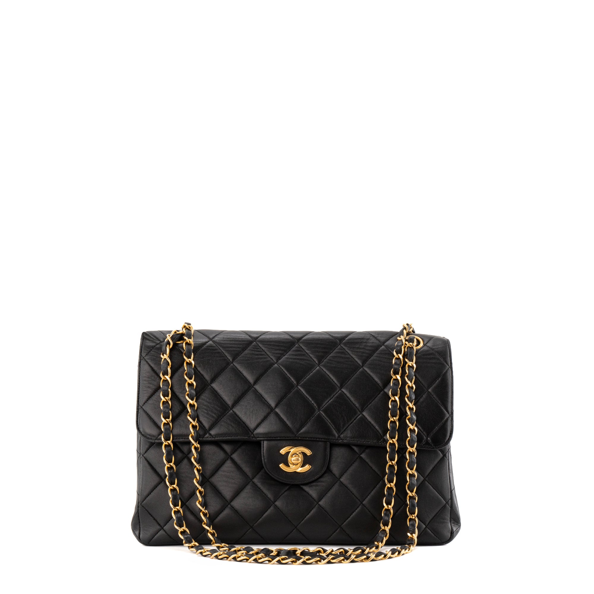 CHANEL - Sac à épaule Classique/Timeless Double Side Chanel en cuir lisse noir vintage