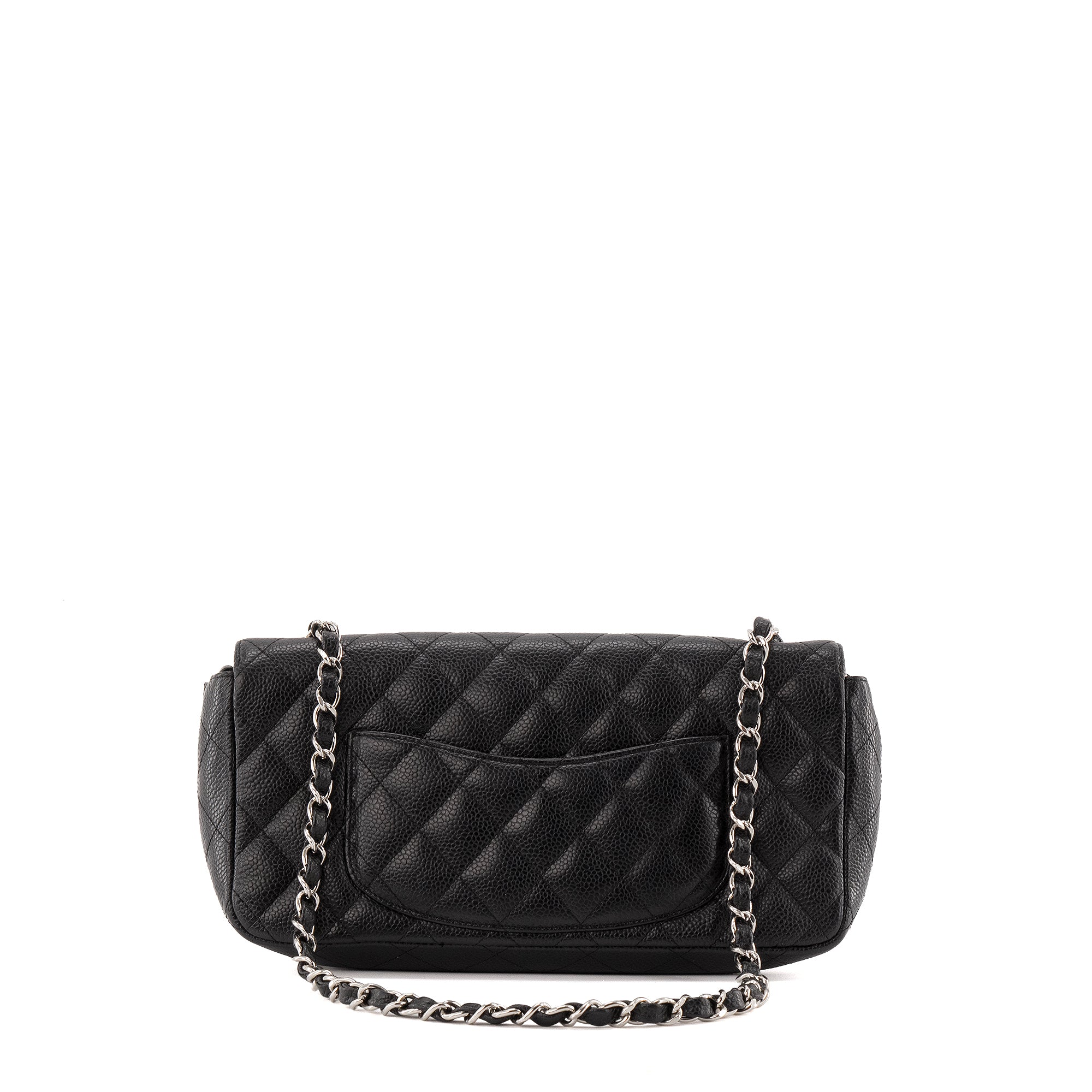 CHANEL - Sac à épaule Classique/Timeless East West Chanel en cuir caviar noir