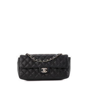 CHANEL - Sac à épaule Classique/Timeless East West Chanel en cuir caviar noir