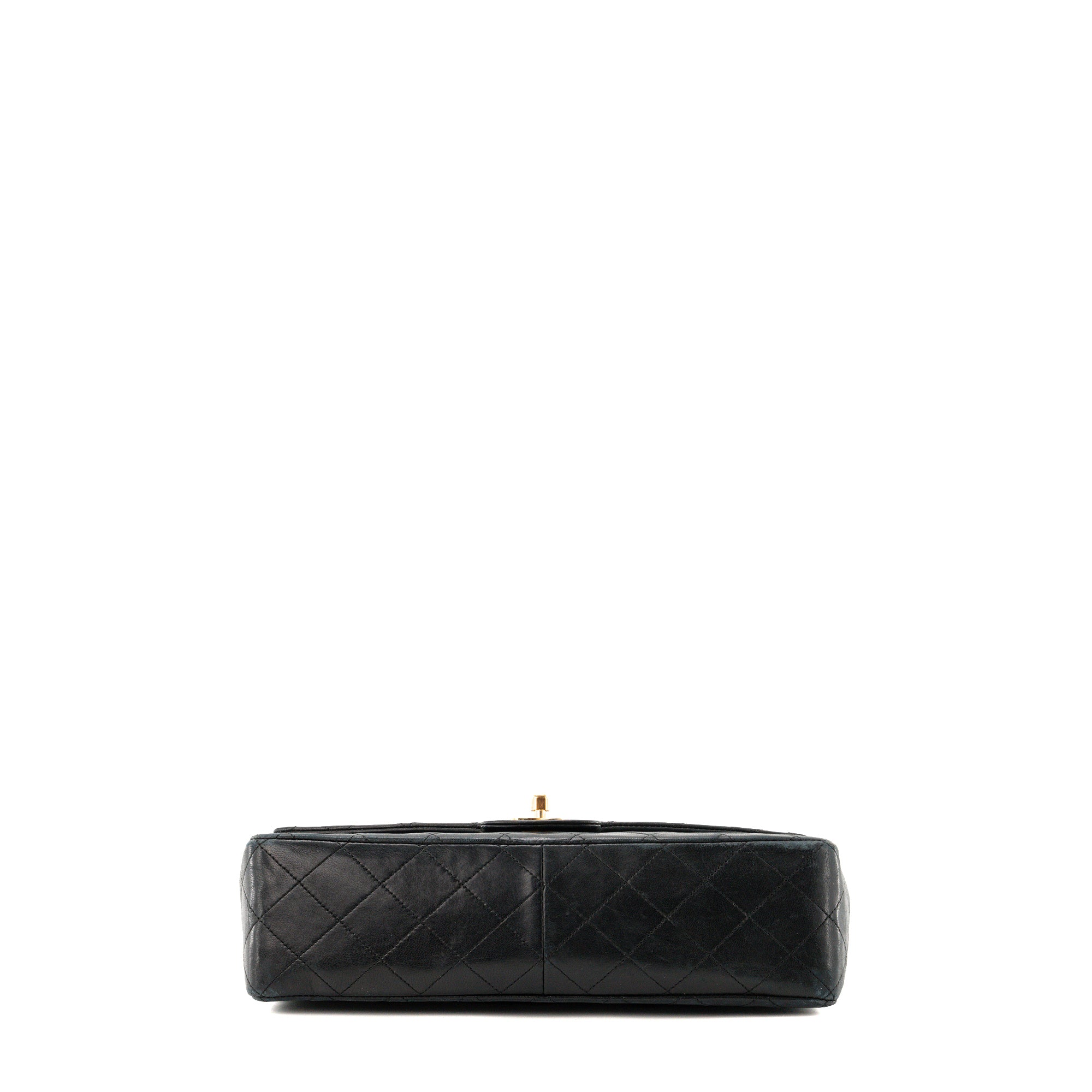 CHANEL - Sac à épaule Classique/Timeless Simple Flap Chanel en cuir lisse noir vintage