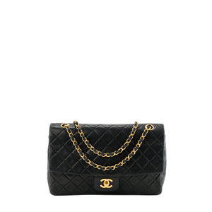 CHANEL - Sac à épaule Classique/Timeless Simple Flap Chanel en cuir lisse noir vintage