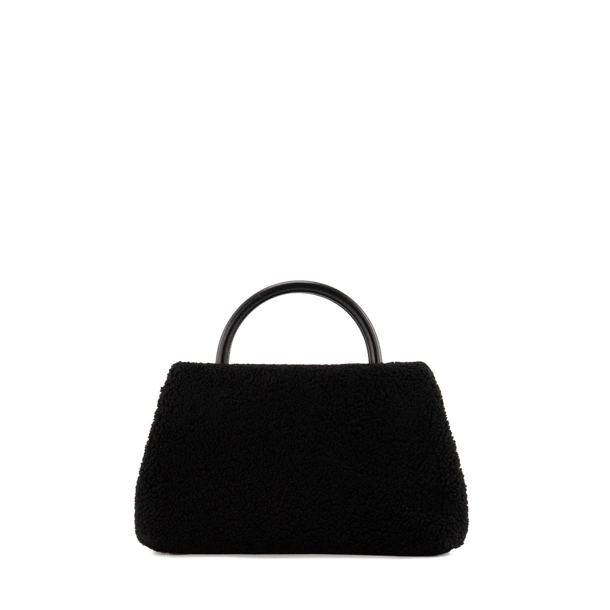 CHANEL - Sac à épaule Coco Handle Chanel en shearling et cuir noir