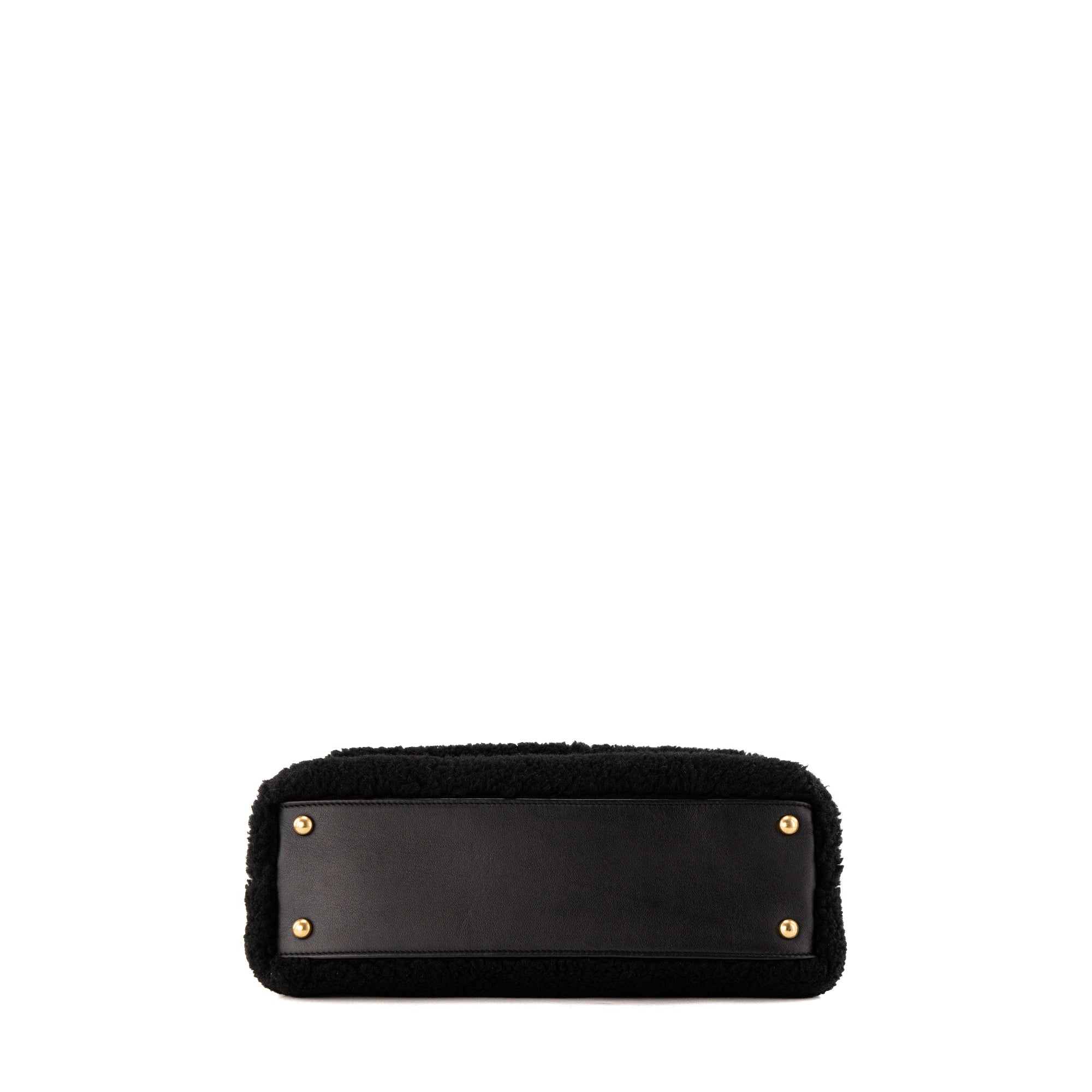 CHANEL - Sac à épaule Coco Handle Chanel en shearling et cuir noir
