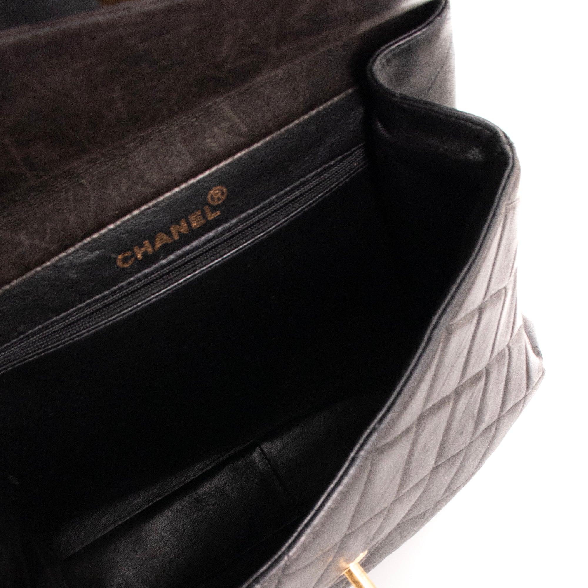 CHANEL - Sac à épaule Double Face Chanel en cuir lisse noir vintage
