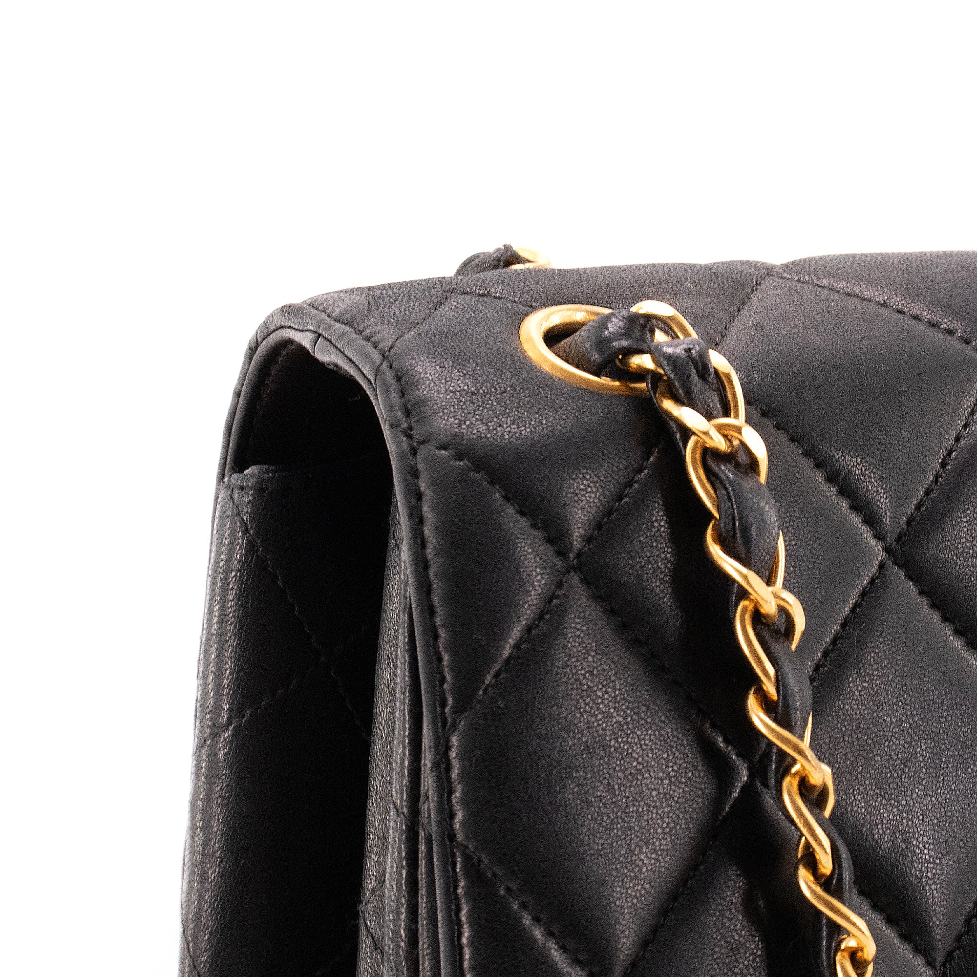 CHANEL - Sac à épaule Double Face Chanel en cuir lisse noir vintage
