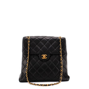 CHANEL - Sac à épaule Double Face Chanel en cuir lisse noir vintage