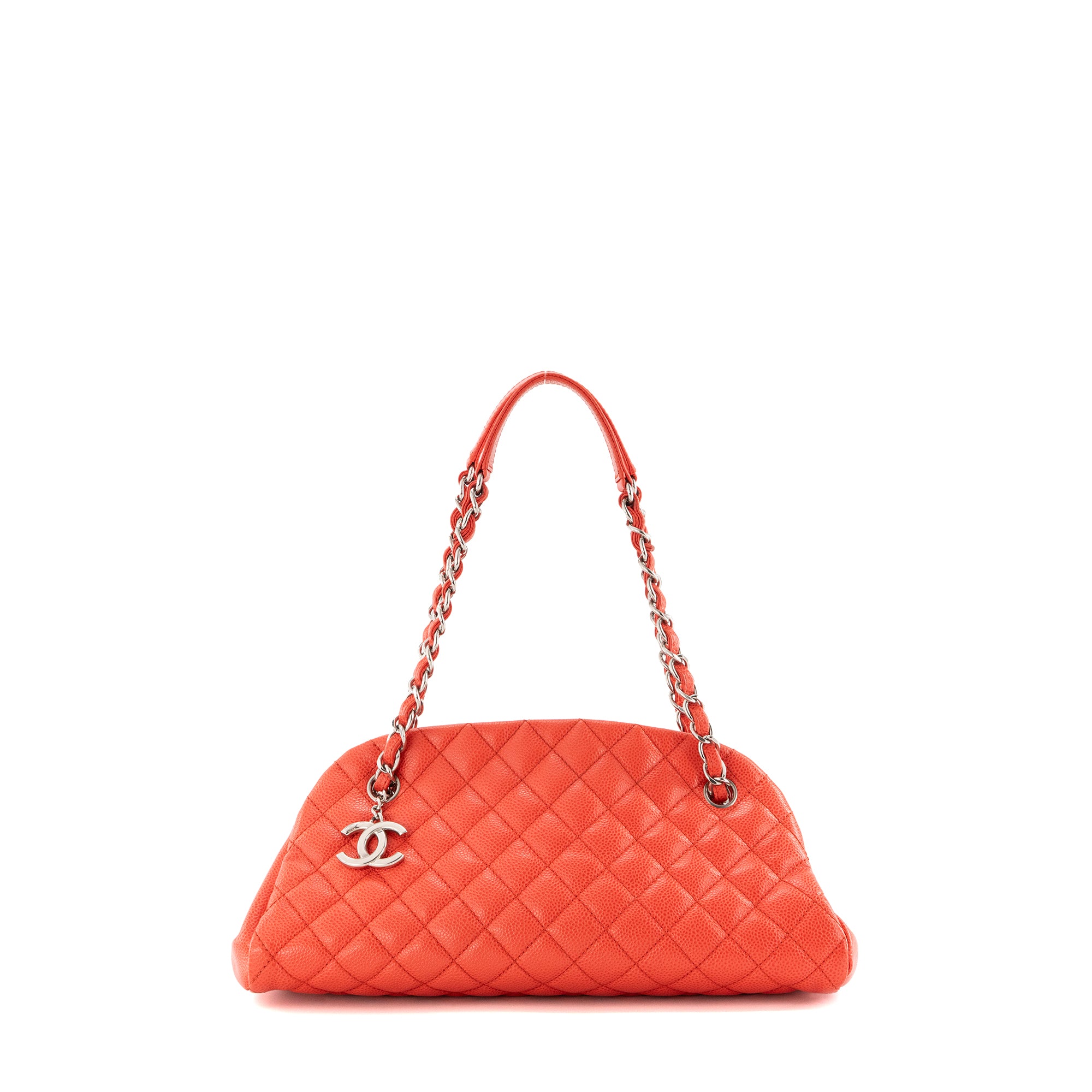 CHANEL - Sac à épaule Mademoiselle Chanel en cuir grainé orange