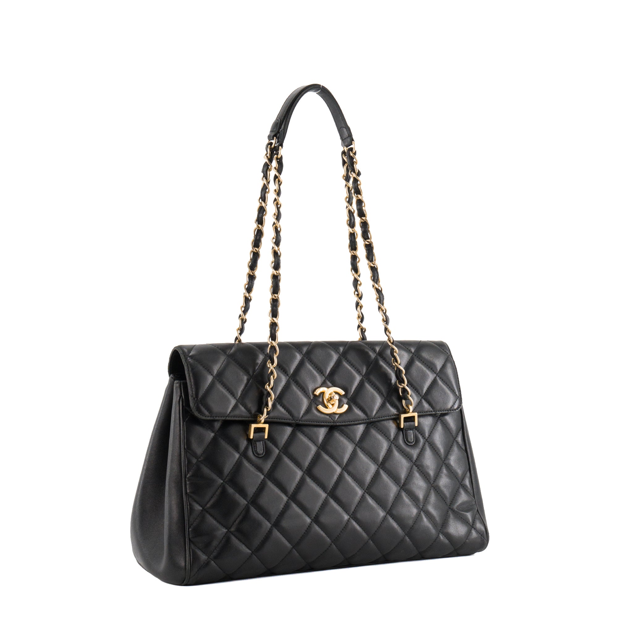 CHANEL - Sac à épaule Misia Camera Chanel en cuir lisse noir