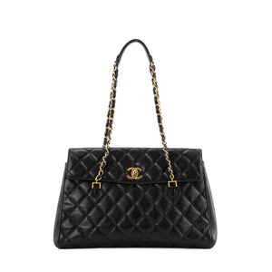 CHANEL - Sac à épaule Misia Camera Chanel en cuir lisse noir