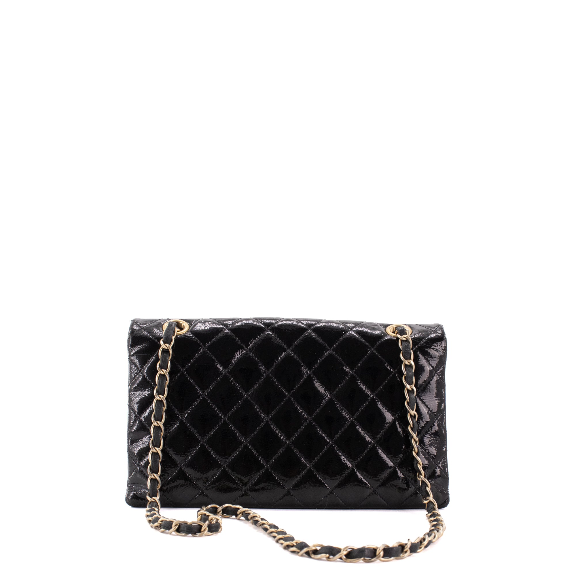 CHANEL - Sac à épaule Pagoda Accordéon Chanel en cuir verni noir