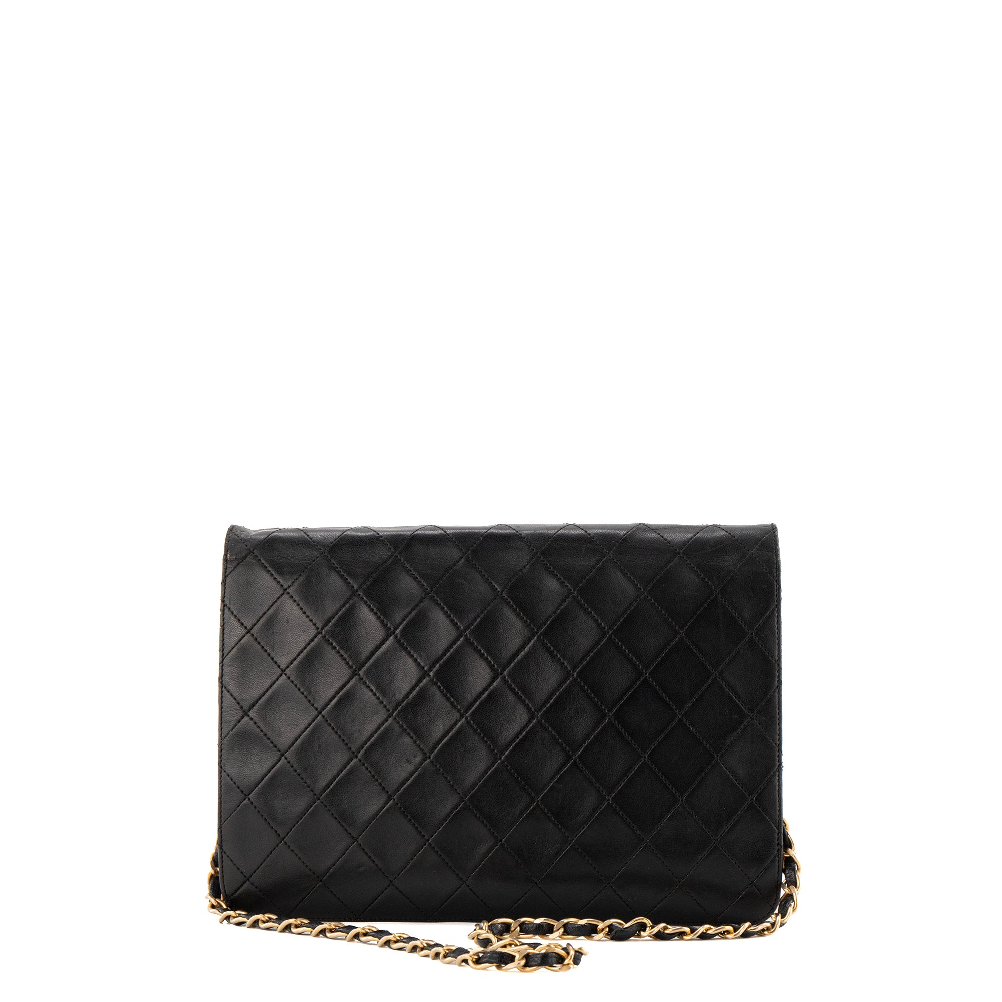 CHANEL - Sac à épaule Classique/Timeless Simple Flap Chanel en cuir lisse noir vintage