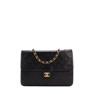 CHANEL - Sac à épaule Simple Rabat Chanel en cuir lisse noir vintage