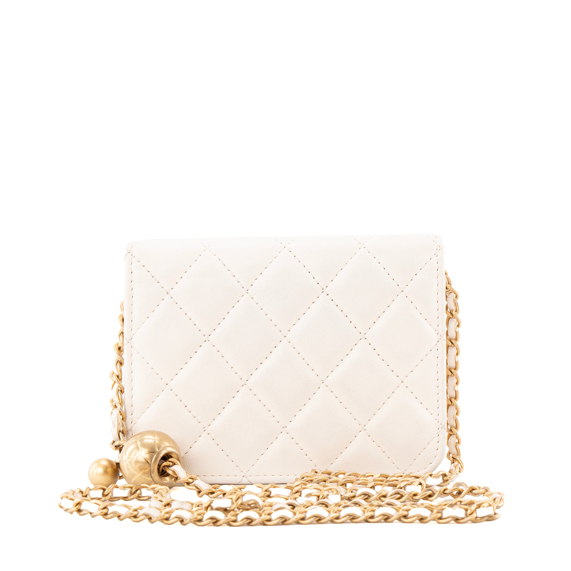 CHANEL - Sac à épaule Wallet On Chain Mini Chanel en cuir lisse blanc