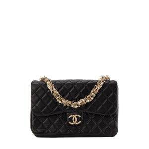 CHANEL - Sac à épaule Westminster Pearl Chanel en cuir lisse noir