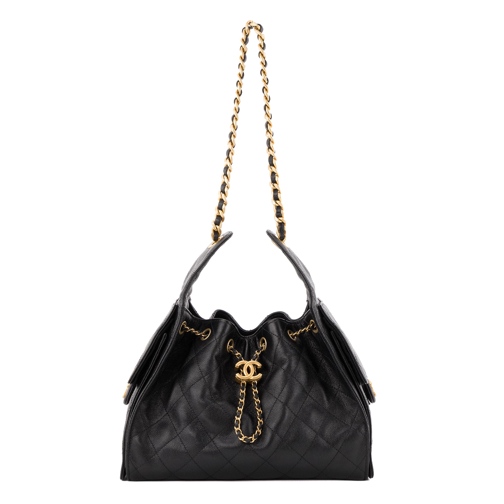 CHANEL - Sac à main 25 Chanel en cuir caviar noir