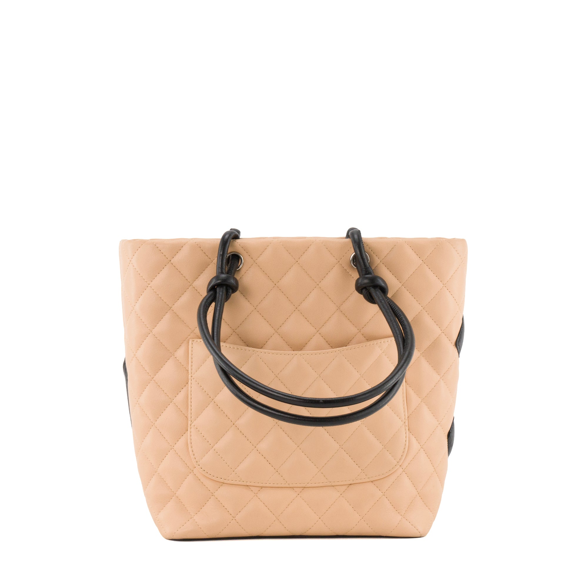 CHANEL - Sac à main Cambon Chanel en cuir lisse beige et noir