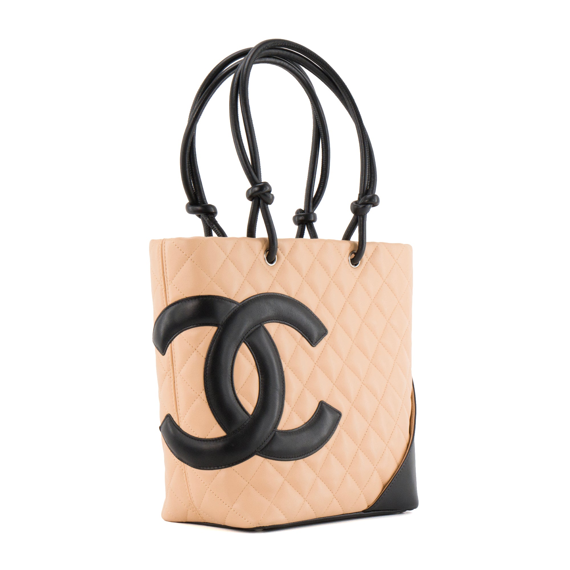 CHANEL - Sac à main Cambon Chanel en cuir lisse beige et noir