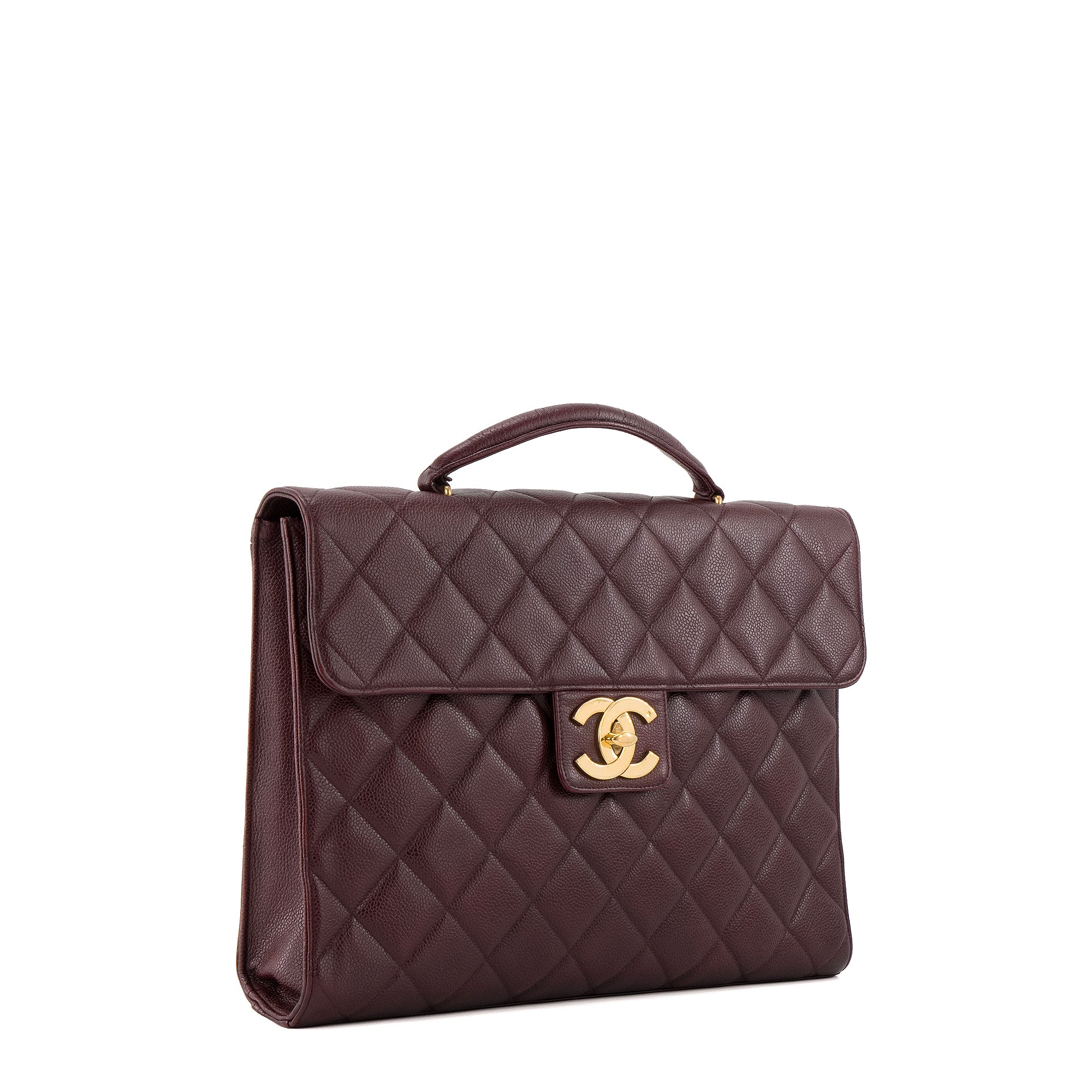 CHANEL - Sac à main Cartable Chanel en cuir caviar bordeaux vintage