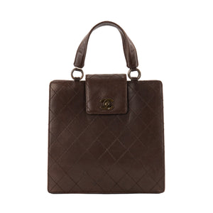 CHANEL - Sac à main CC Chanel en cuir marron vintage