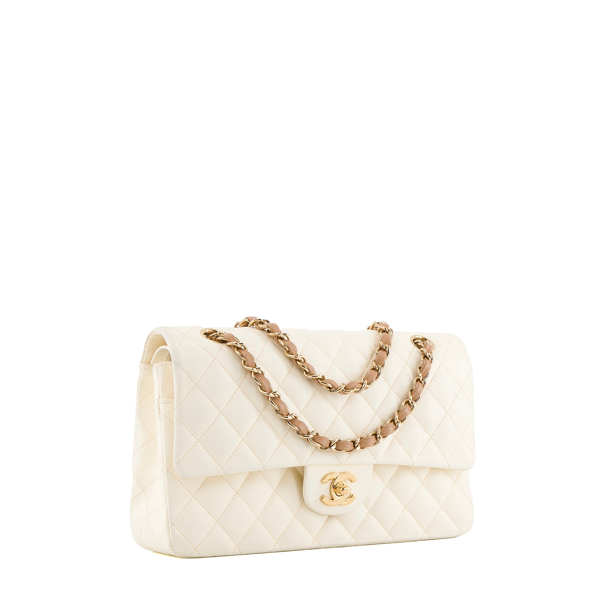 CHANEL - Sac à main Classique/Timeless 11.12 Chanel en cuir blanc vintage