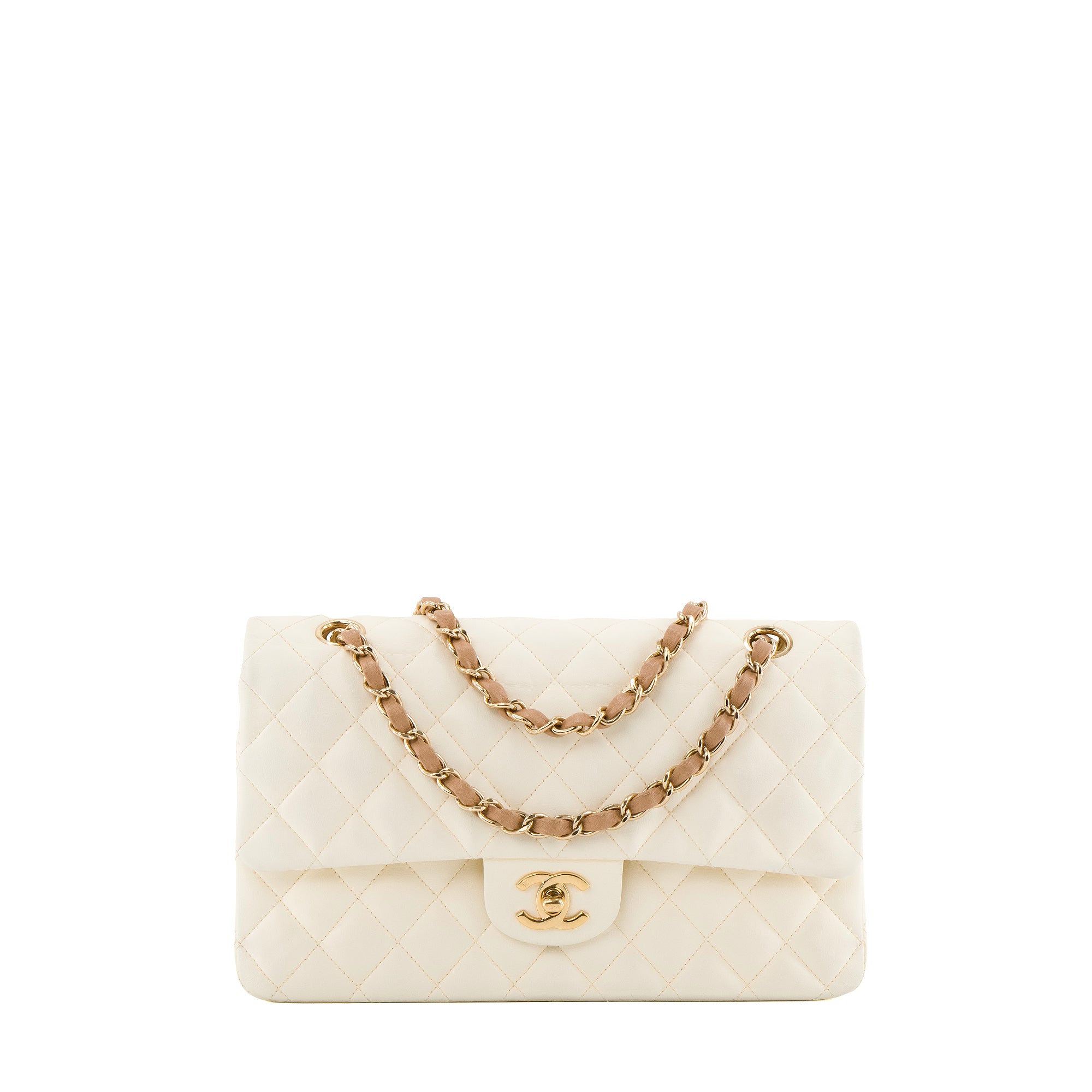 CHANEL - Sac à main Classique/Timeless 11.12 Chanel en cuir blanc vintage