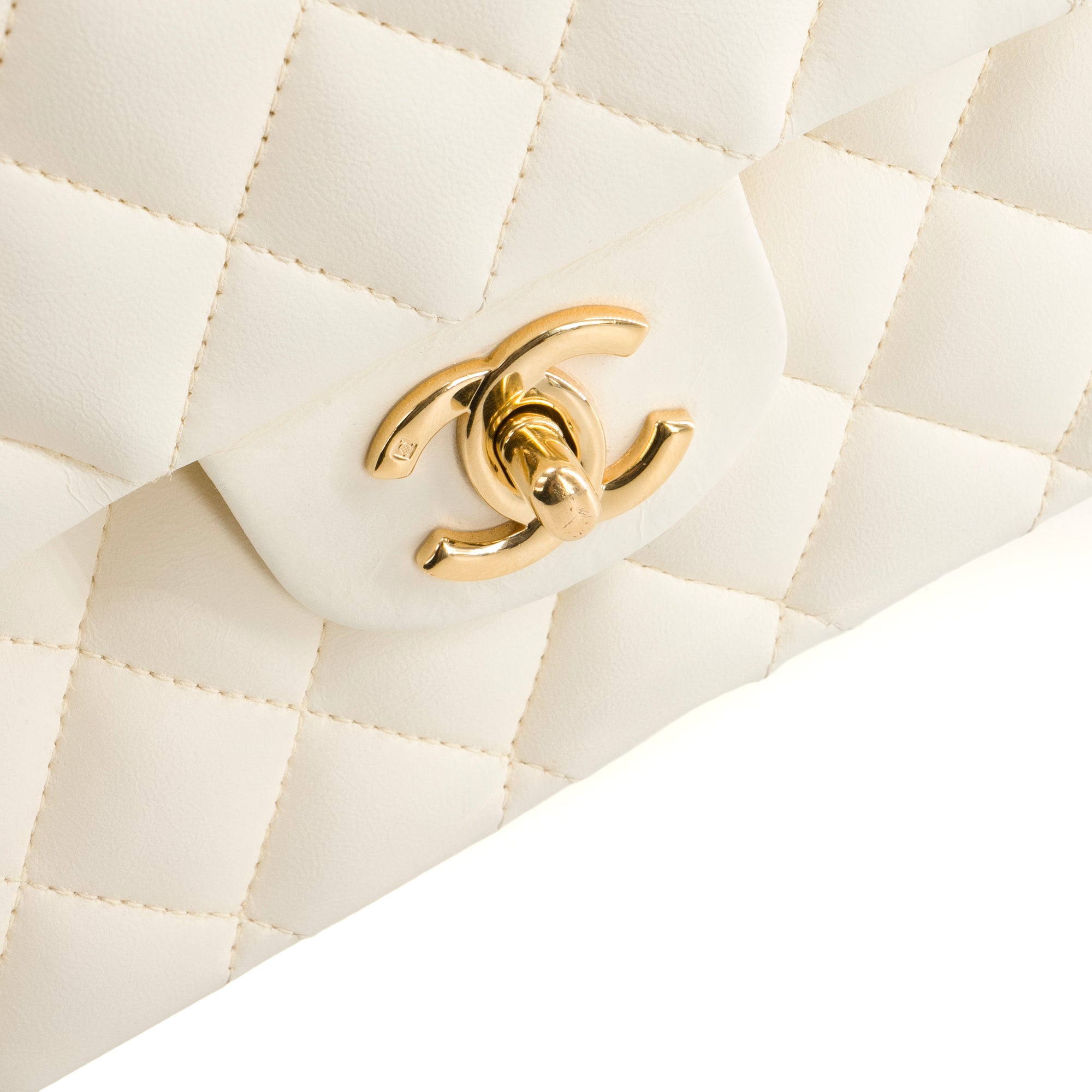 CHANEL - Sac à main Classique/Timeless 11.12 Chanel en cuir blanc vintage