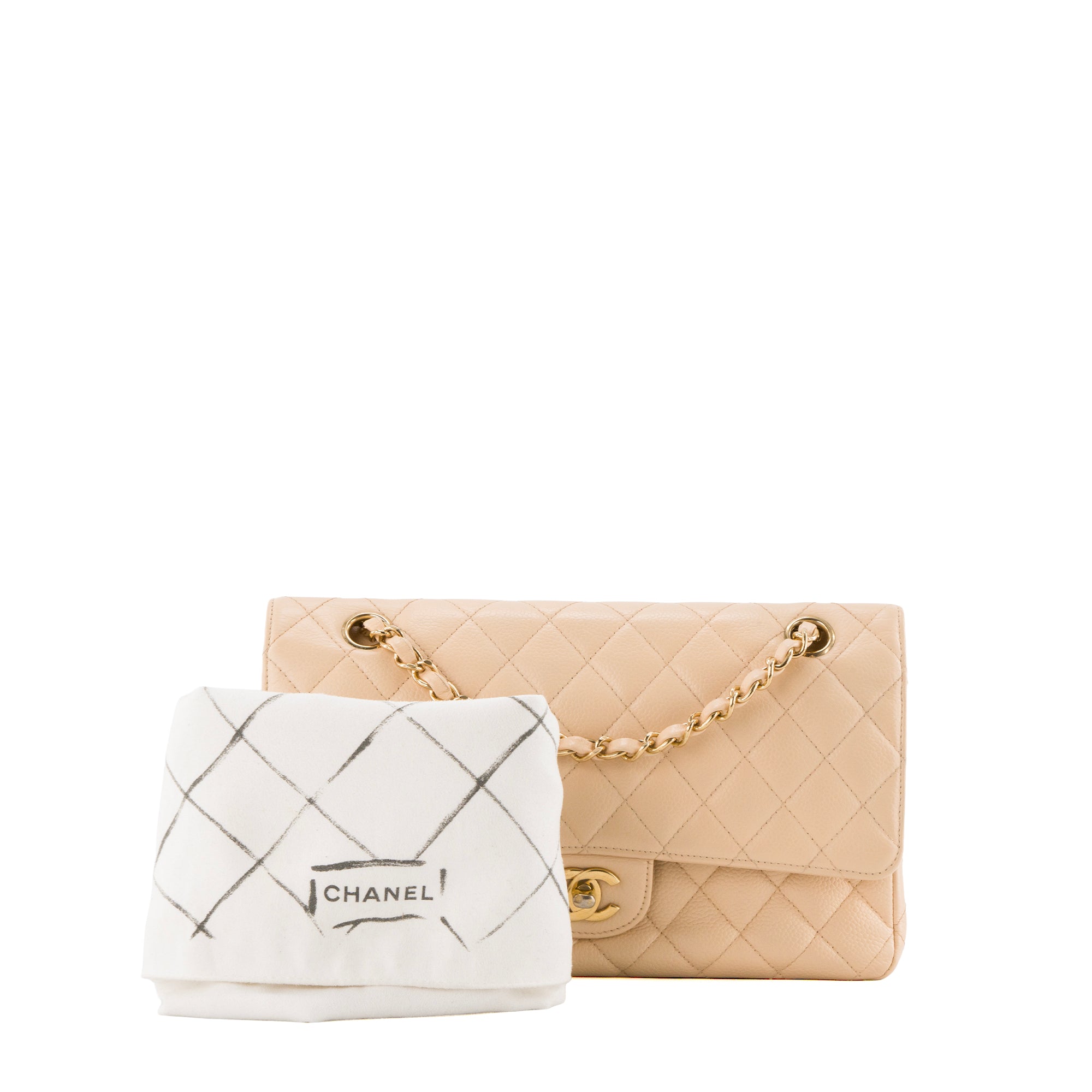CHANEL - Sac à main Classique/Timeless 11.12 Chanel en cuir caviar beige