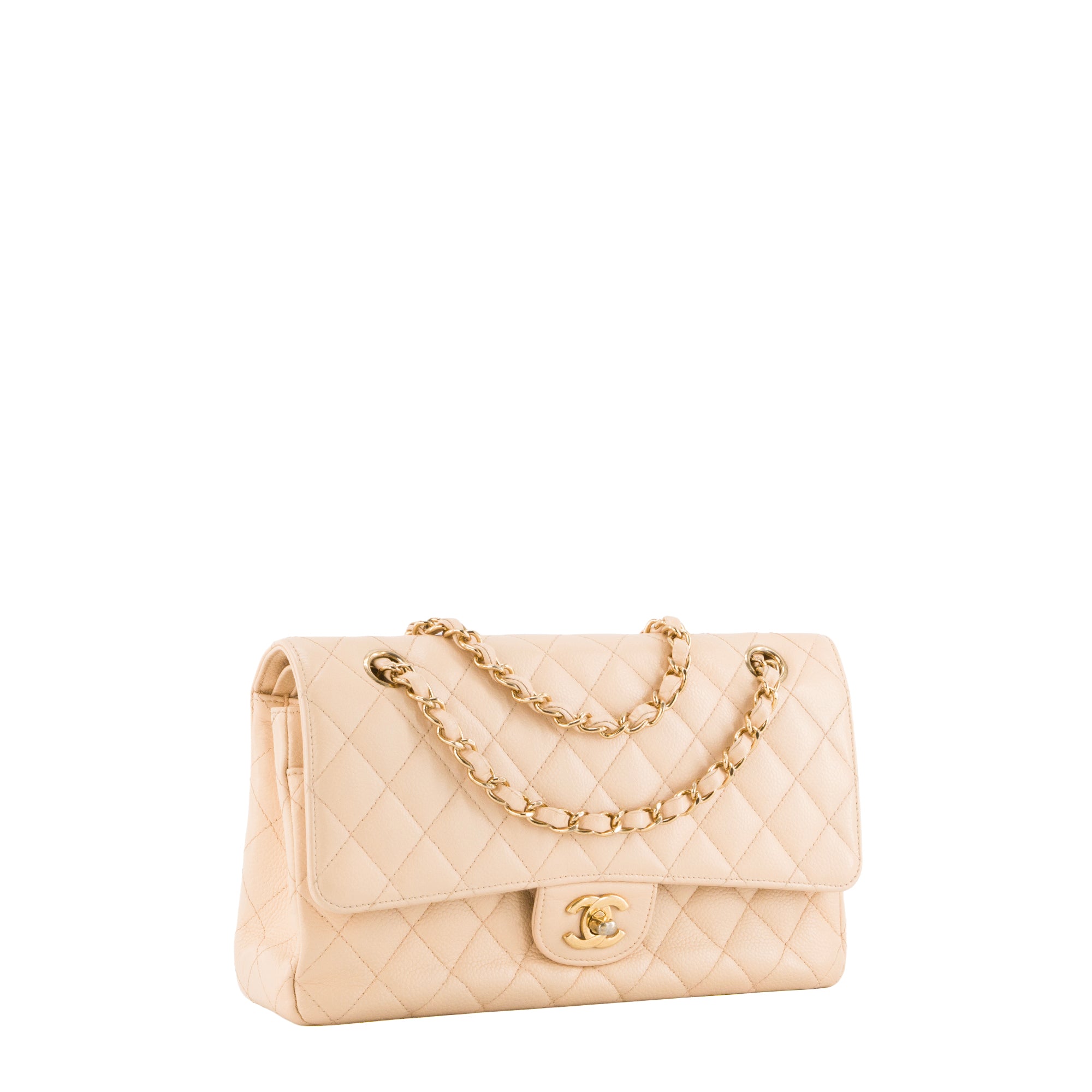 CHANEL - Sac à main Classique/Timeless 11.12 Chanel en cuir caviar beige