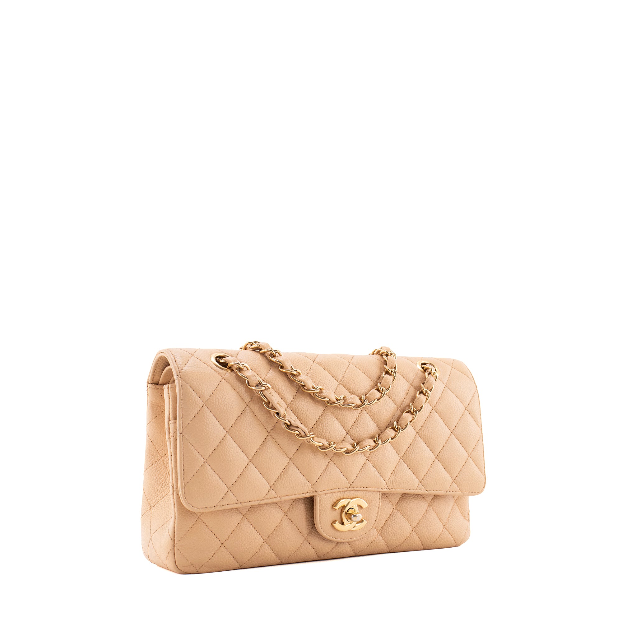 CHANEL - Sac à main Classique/Timeless 11.12 Chanel en cuir caviar beige