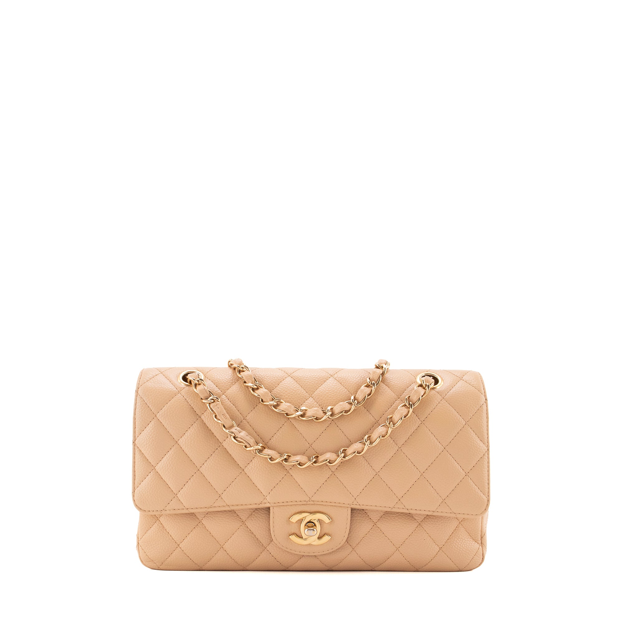 CHANEL - Sac à main Classique/Timeless 11.12 Chanel en cuir caviar beige