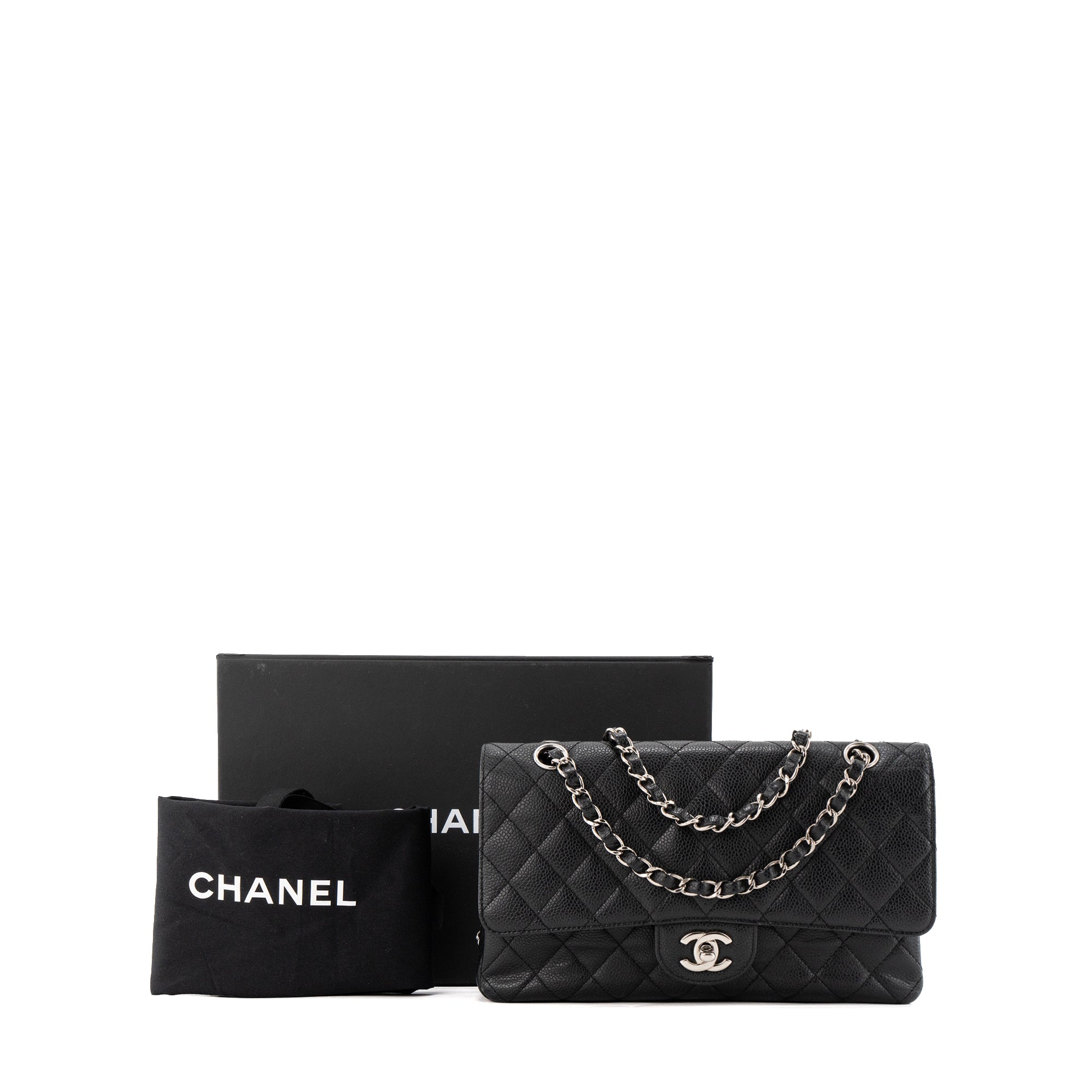 CHANEL - Sac à main Classique/Timeless 11.12 Chanel en cuir caviar noir