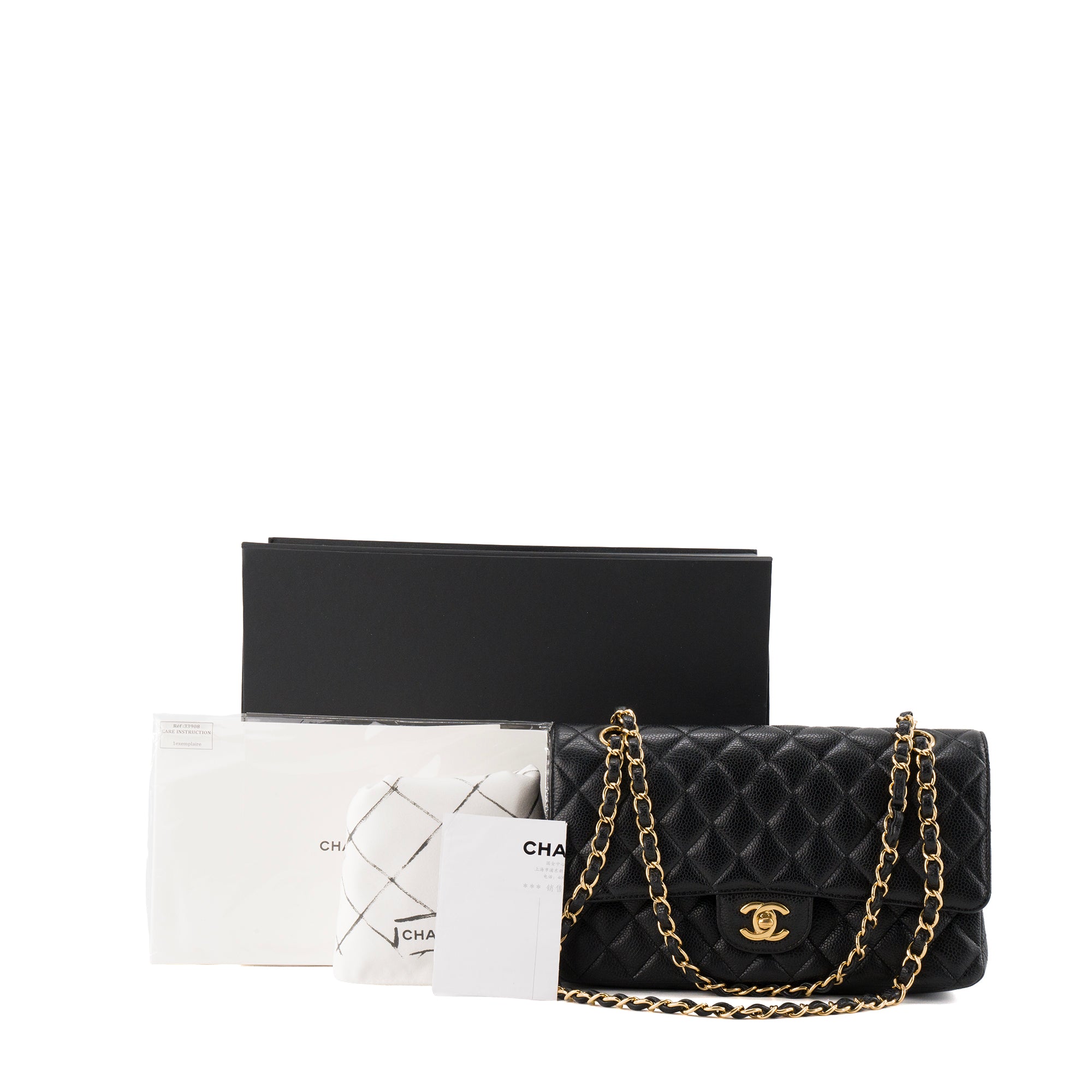 CHANEL - Sac à main Classique/Timeless 11.12 Chanel en cuir caviar noir