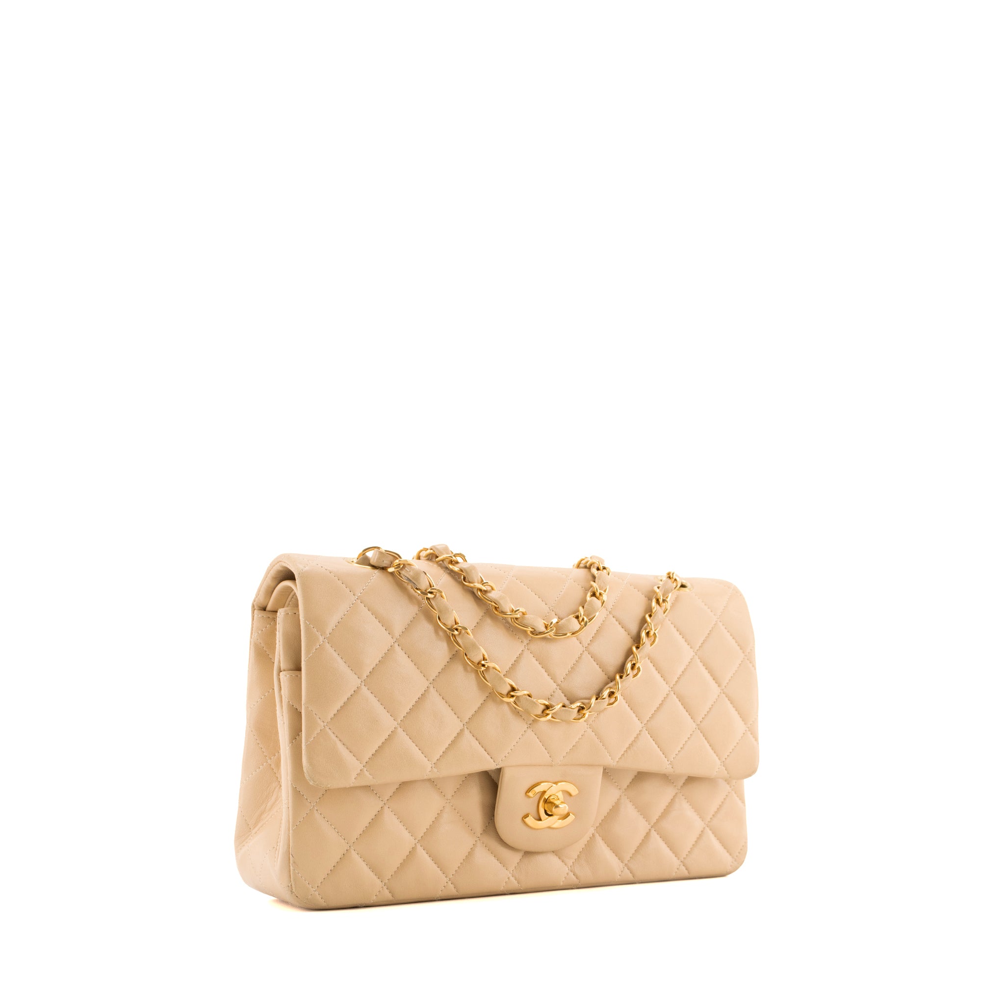 CHANEL - Sac à main Classique/Timeless 11.12 Chanel en cuir lisse beige vintage