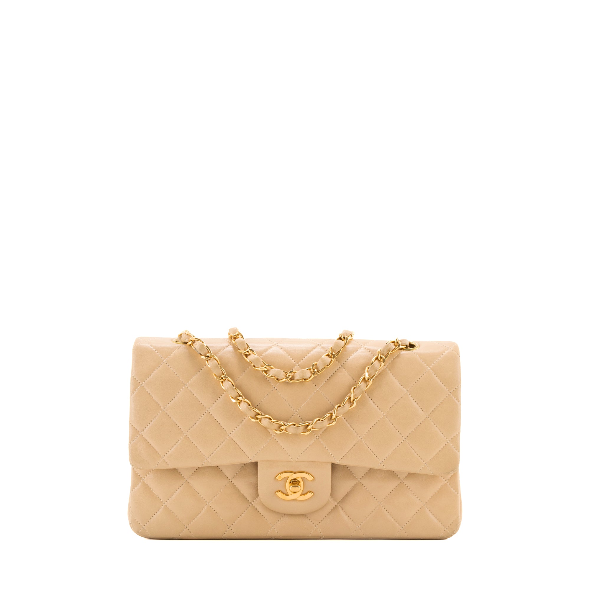 CHANEL - Sac à main Classique/Timeless 11.12 Chanel en cuir lisse beige vintage