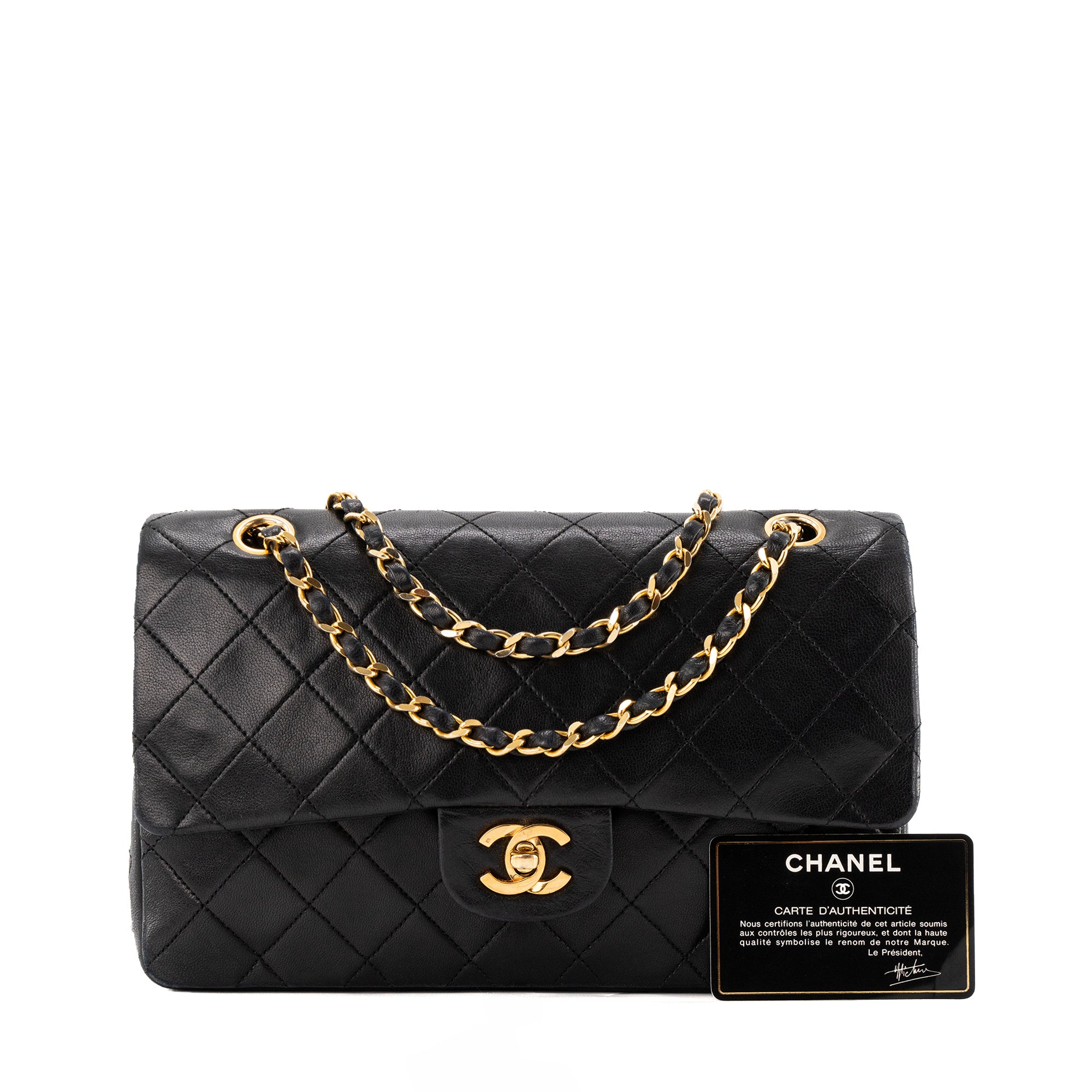 CHANEL - Sac à main Classique/Timeless 11.12 Chanel en cuir lisse noir vintage