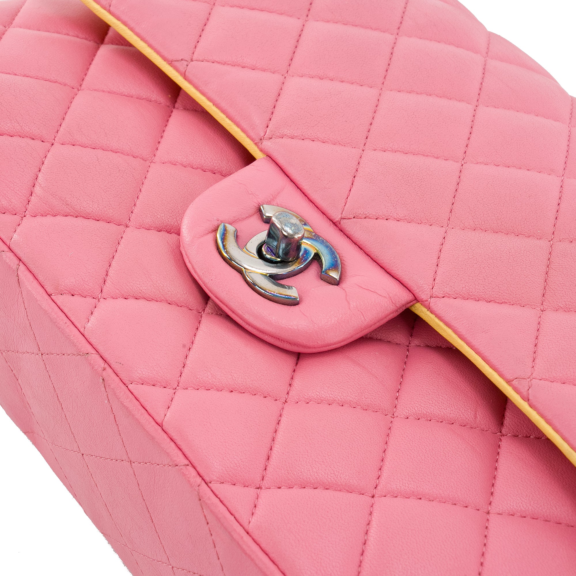 CHANEL -  Sac à main Classique/Timeless 11.12 Chanel en cuir lisse rose édition limitée Rainbow