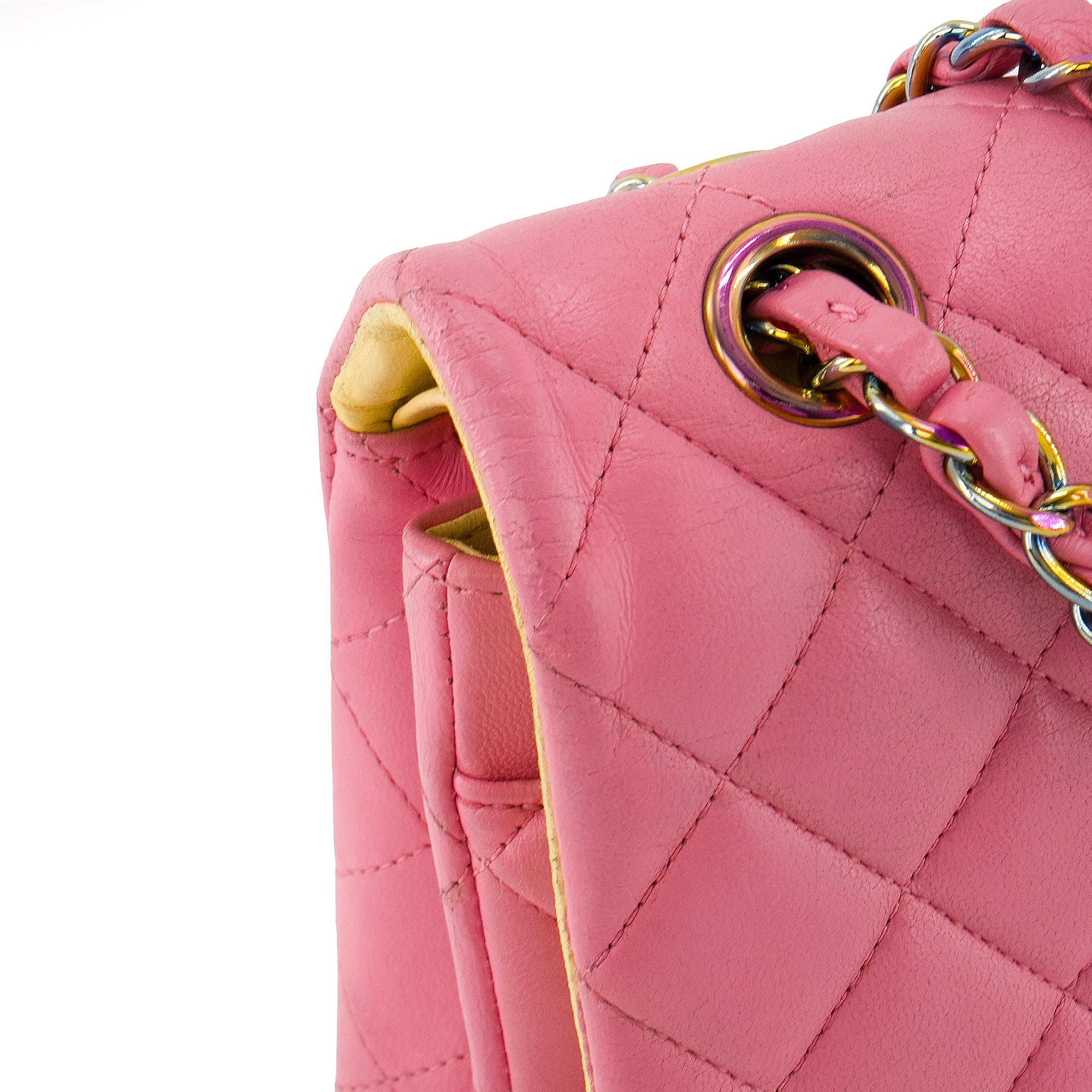 CHANEL -  Sac à main Classique/Timeless 11.12 Chanel en cuir lisse rose édition limitée Rainbow