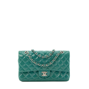 CHANEL - Sac à main Classique/Timeless 11.12 Chanel en cuir verni bleu turquoise
