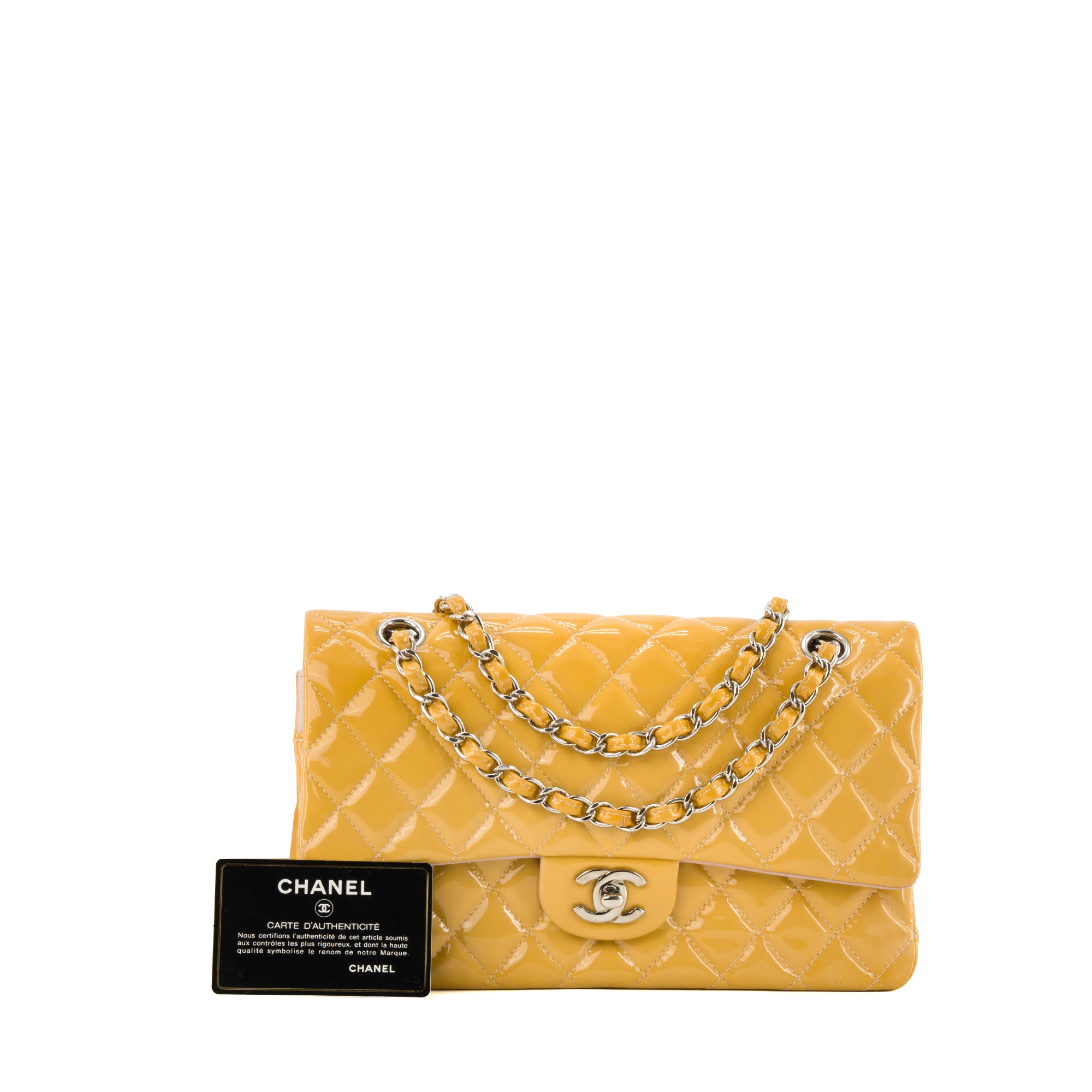 CHANEL - Sac à main Classique/Timeless 11.12 Chanel en cuir verni jaune