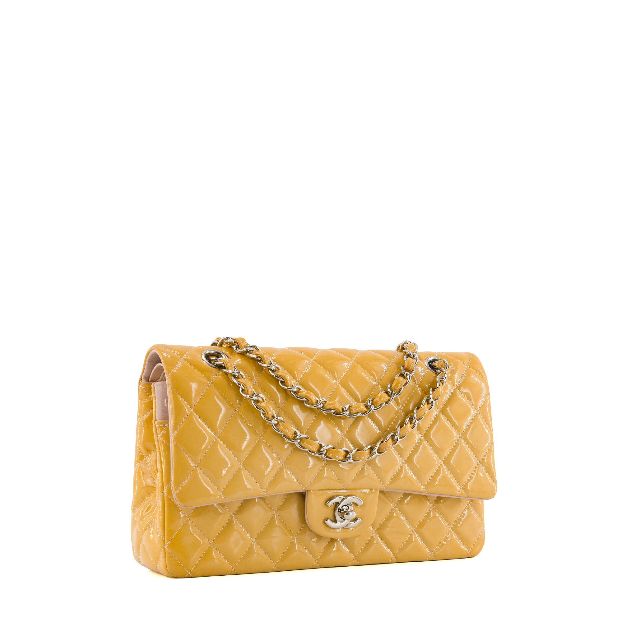 CHANEL - Sac à main Classique/Timeless 11.12 Chanel en cuir verni jaune