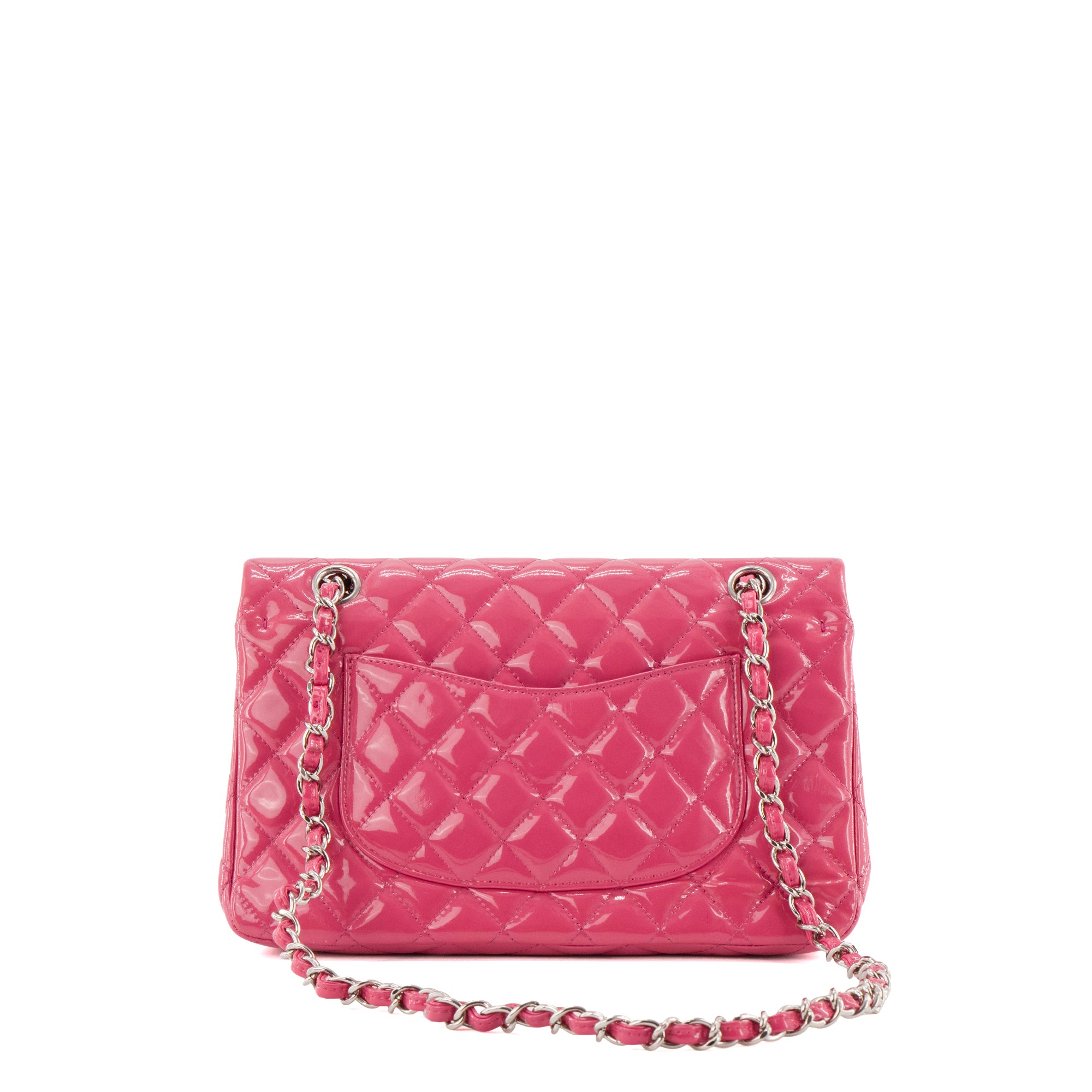 CHANEL - Sac à main Classique/Timeless 11.12 Chanel en cuir verni rose irisé