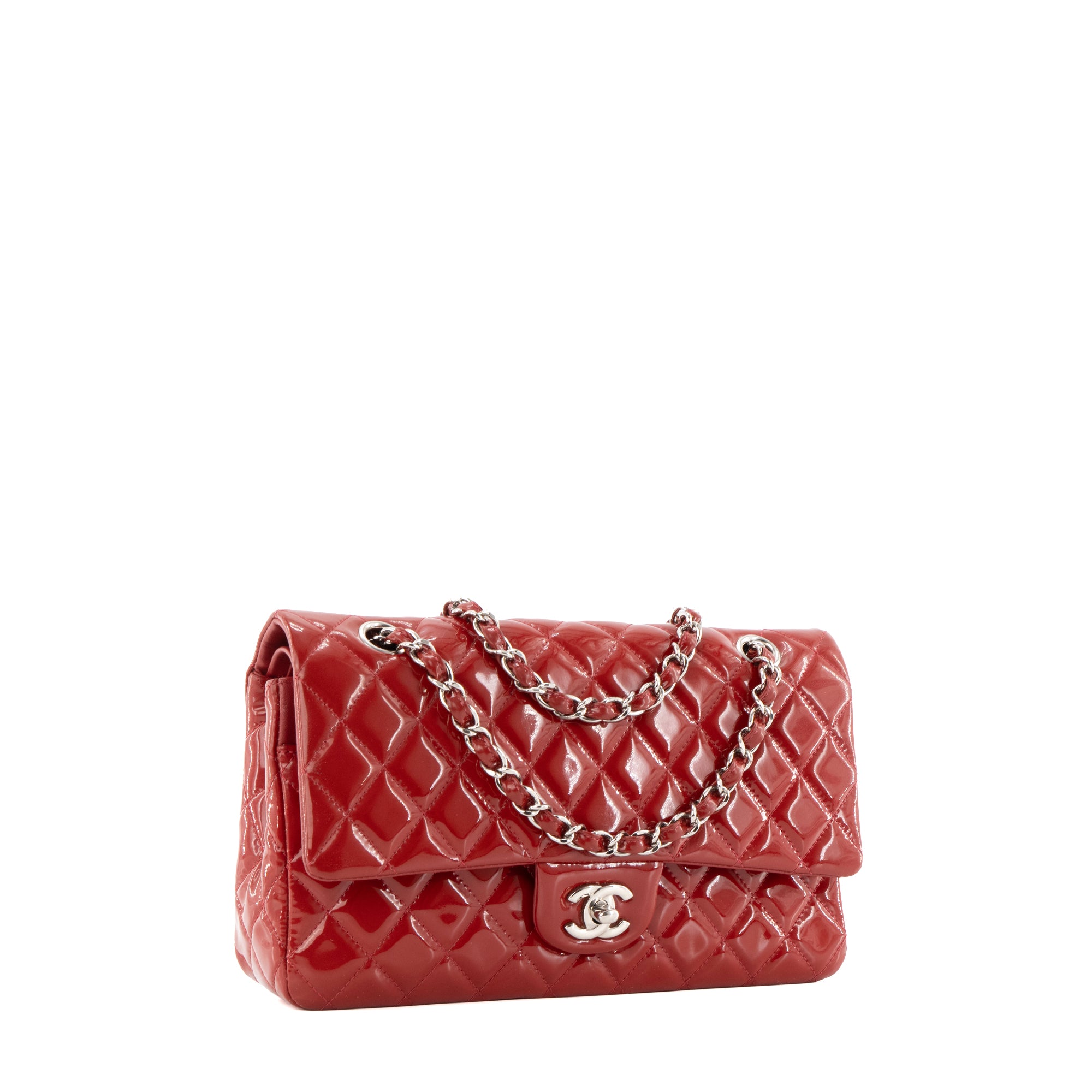 CHANEL - Sac à main Classique/Timeless 11.12 Chanel en cuir verni rouge