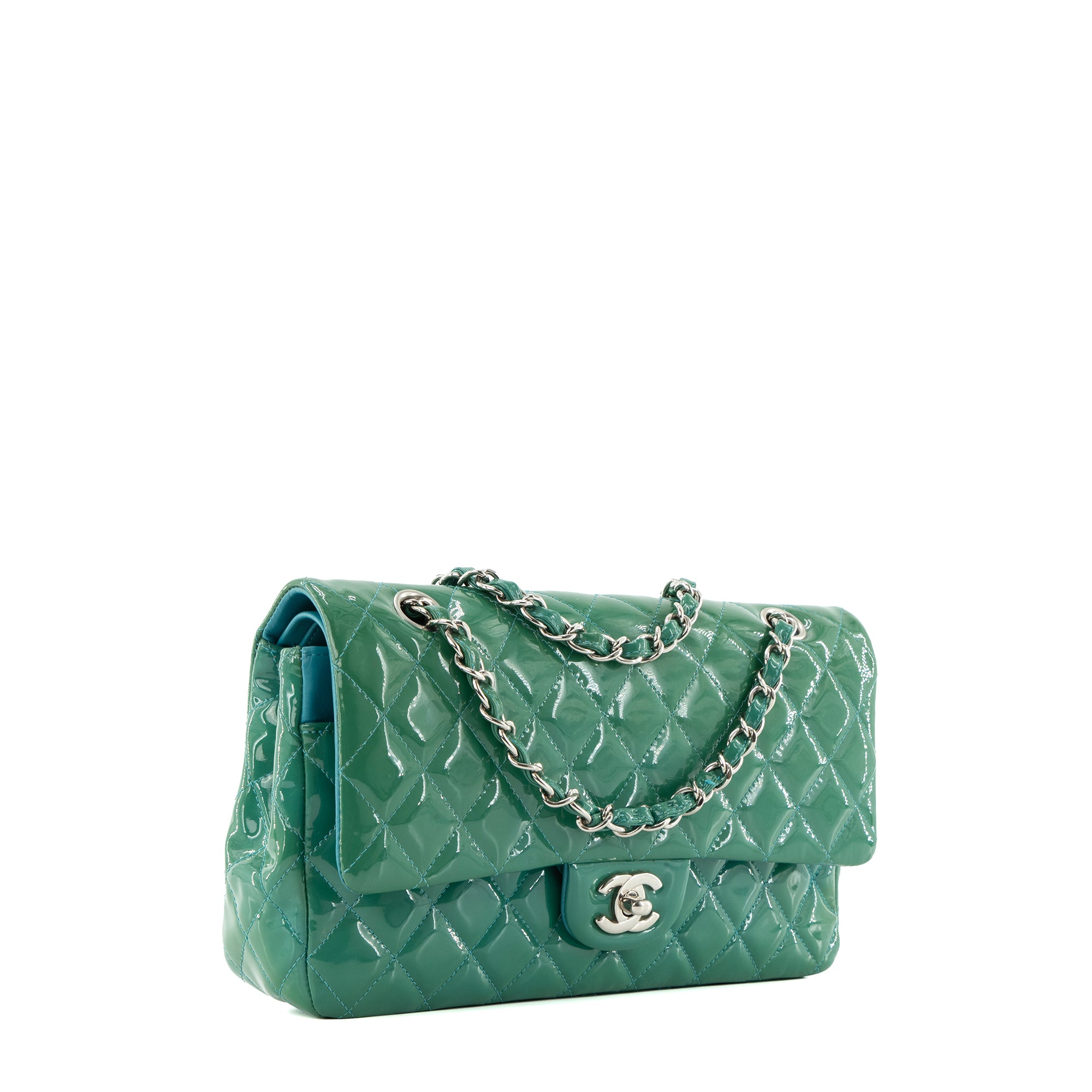 CHANEL - Sac à main Classique/Timeless 11.12 Chanel en cuir verni vert