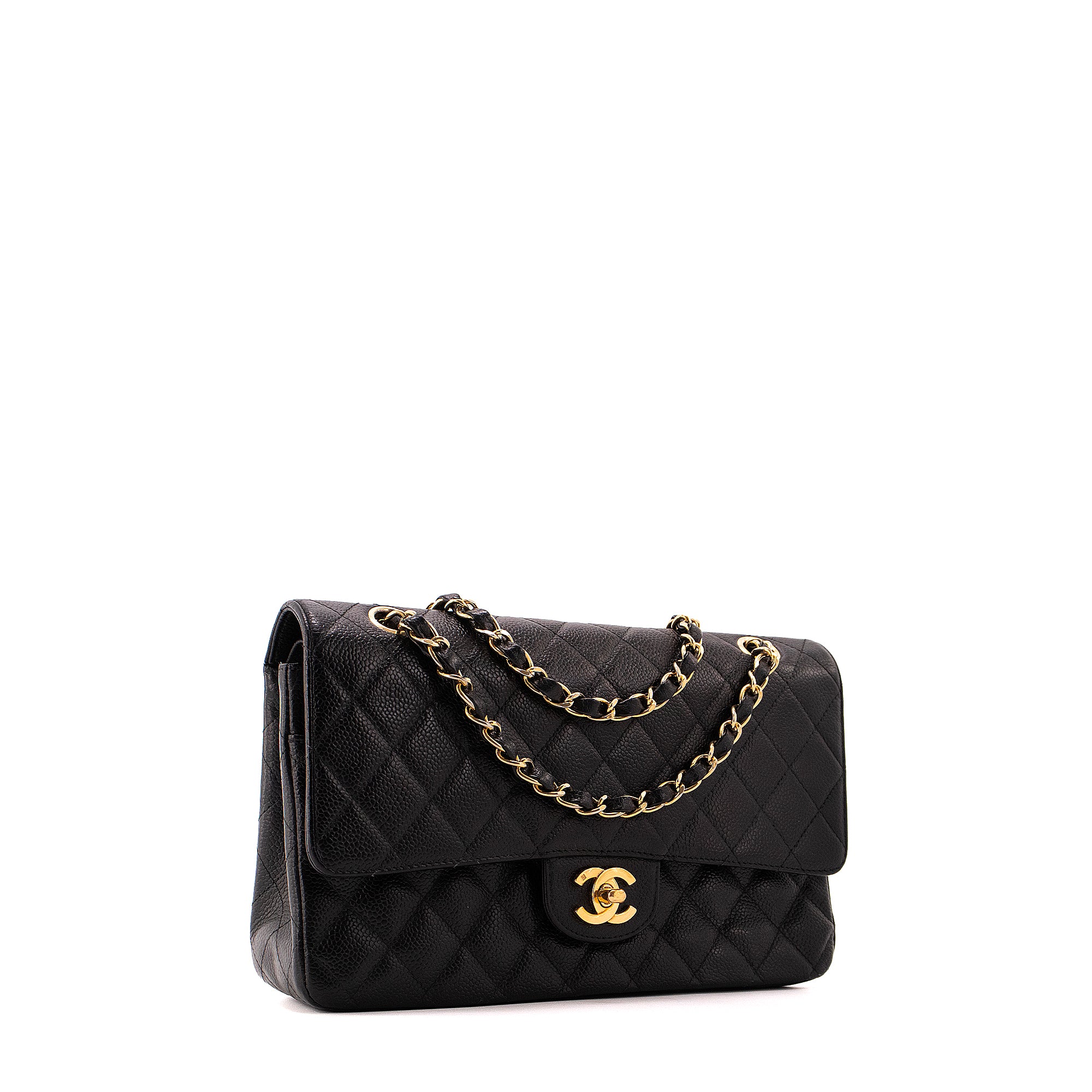 CHANEL - Sac à main Classique/Timeless Chanel en cuir caviar noir vintage