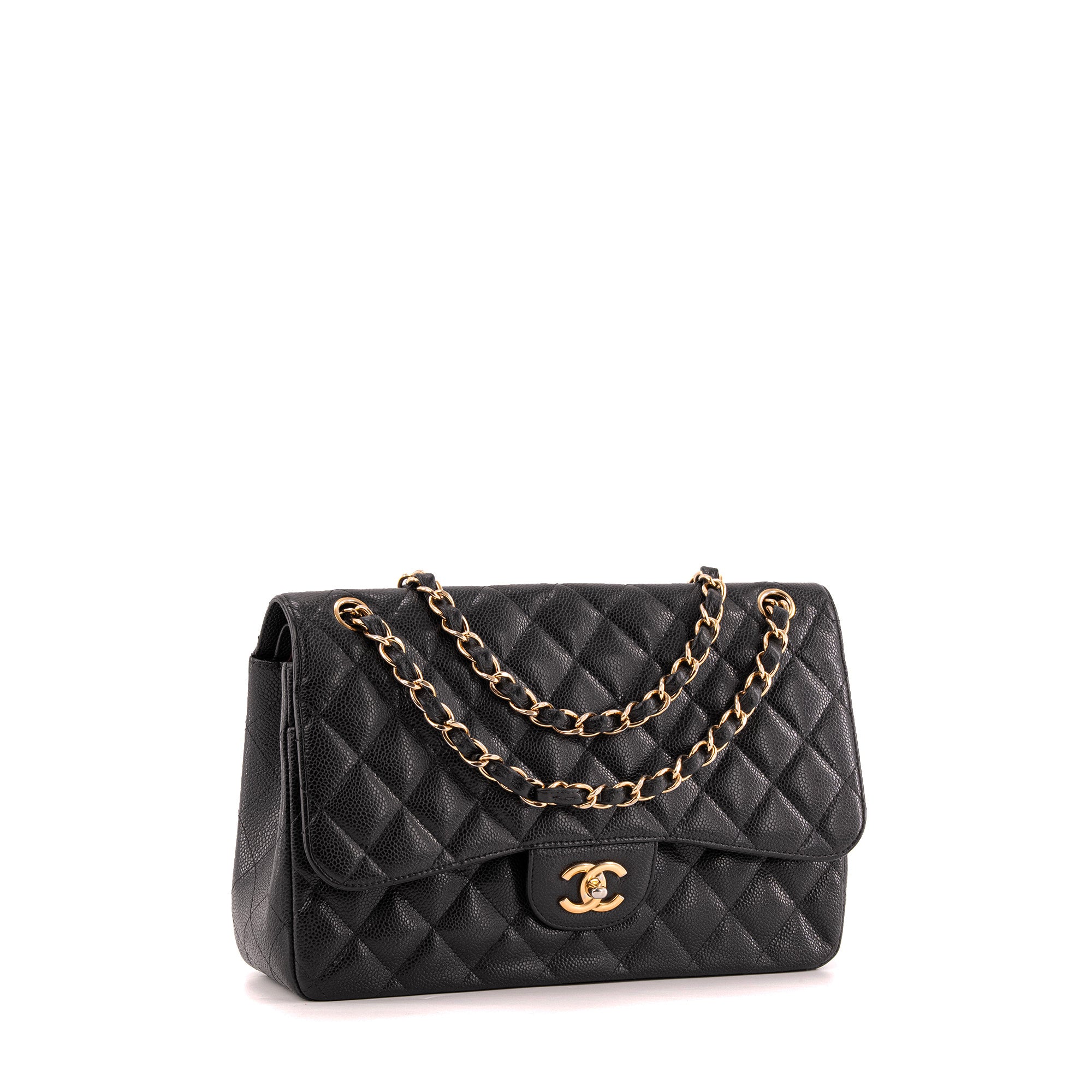 CHANEL - Sac à bandoulière Classique/Timeless Jumbo Chanel en cuir caviar noir