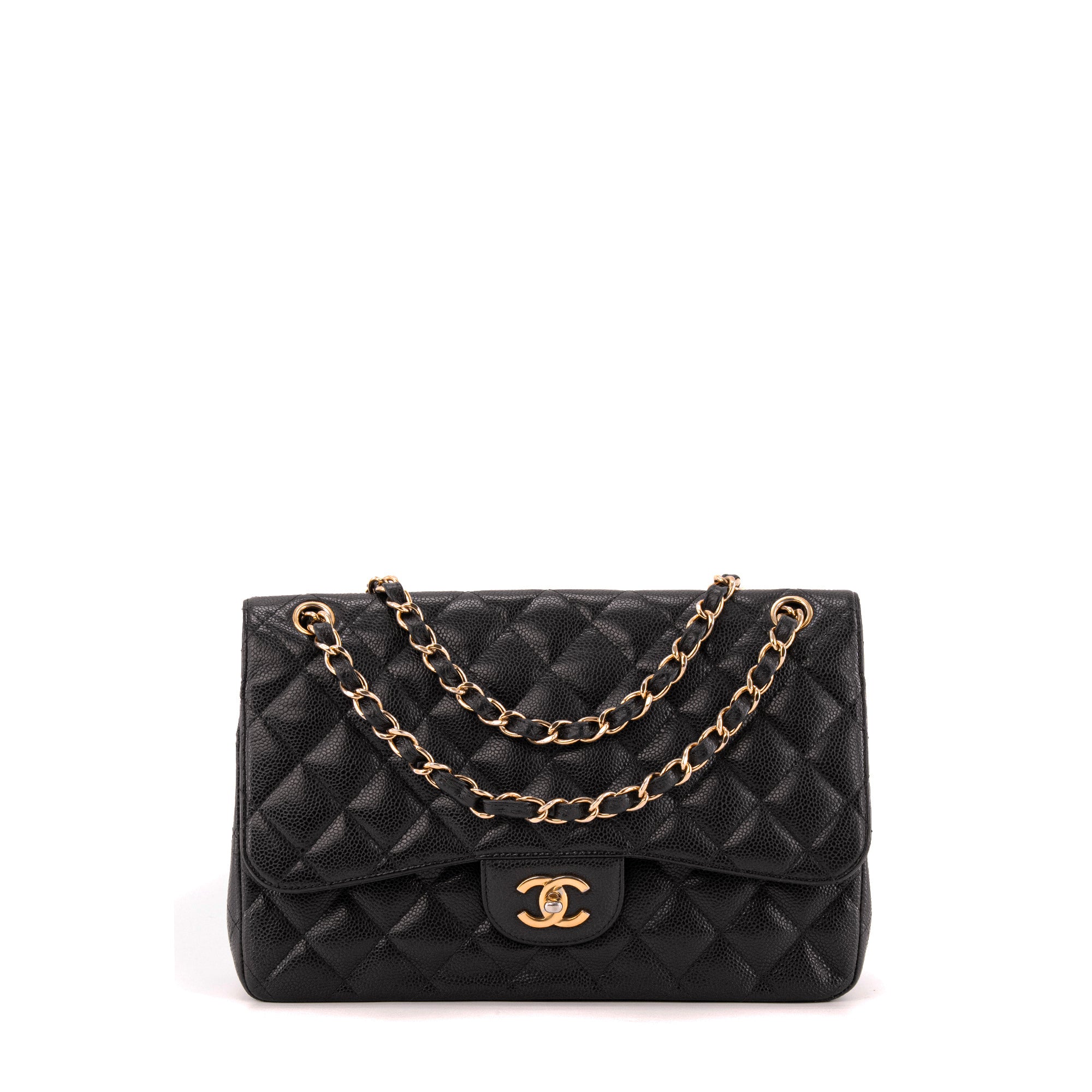 CHANEL - Sac à bandoulière Classique/Timeless Jumbo Chanel en cuir caviar noir
