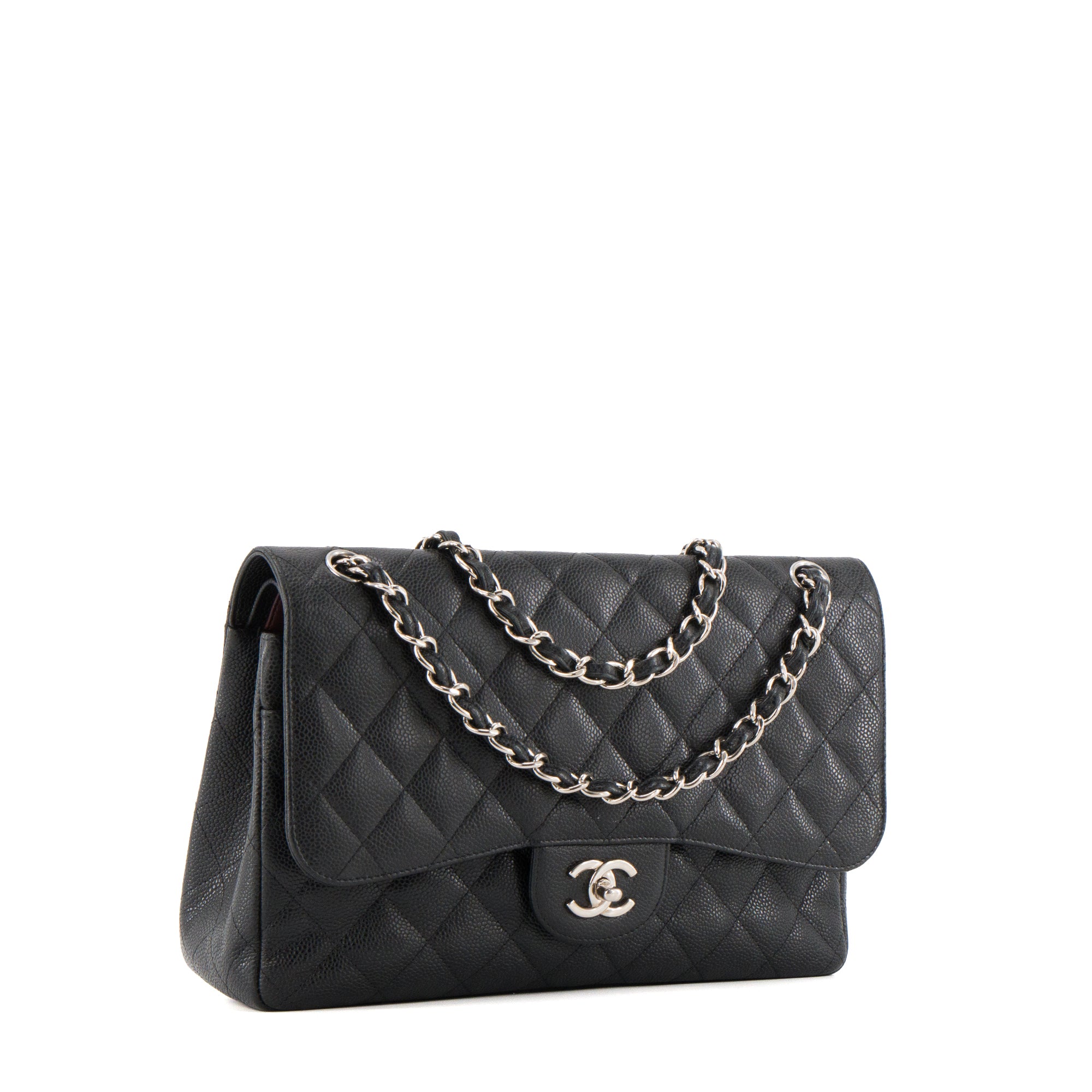 CHANEL - Sac à main Classique/Timeless Jumbo Chanel en cuir caviar noir