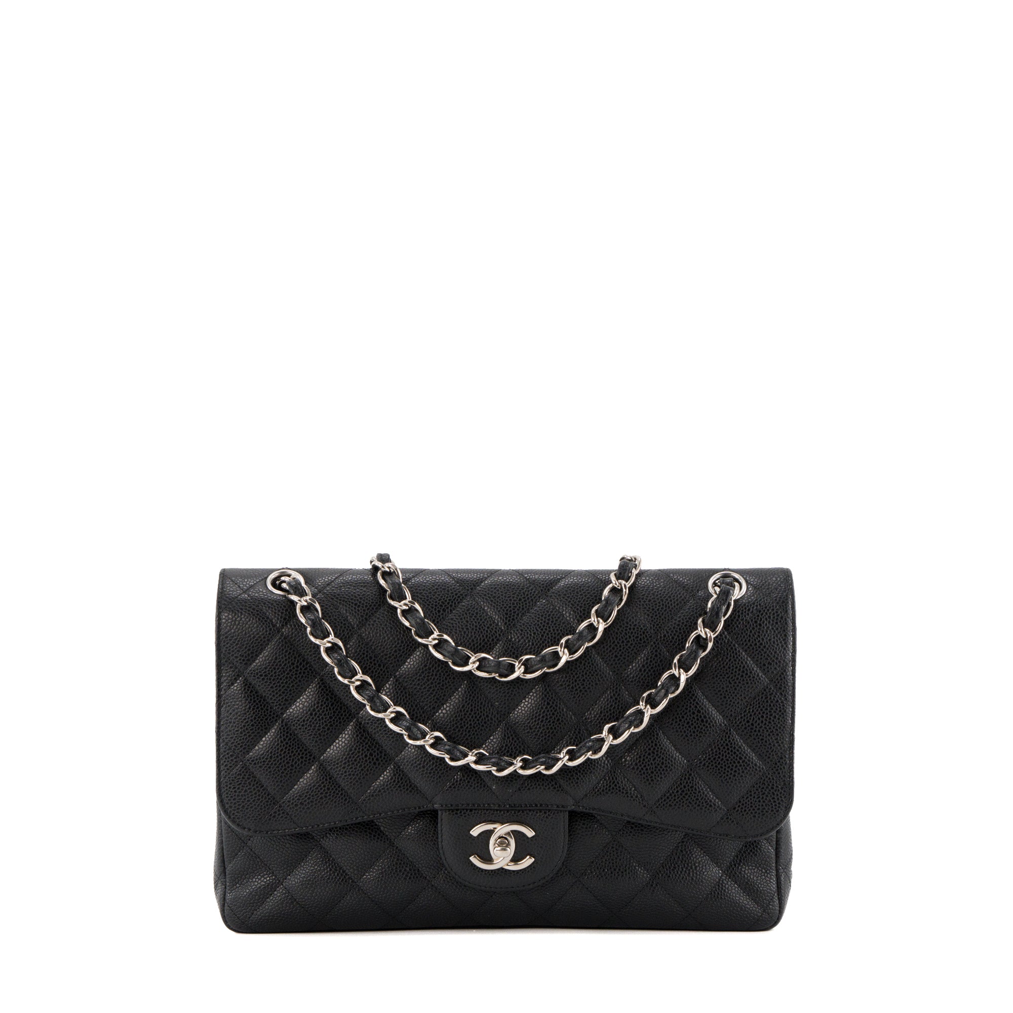 CHANEL - Sac à main Classique/Timeless Jumbo Chanel en cuir caviar noir
